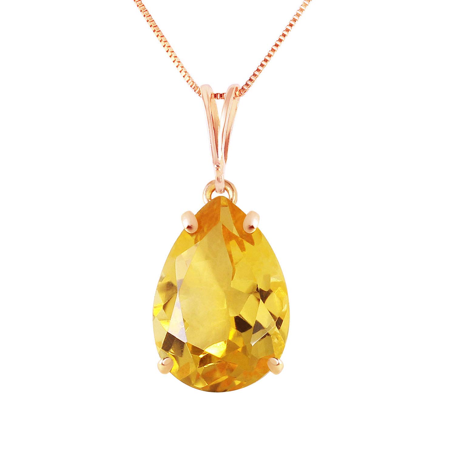 14K Rose Gold Citrine Pendant Necklace - 5 Carat Genuine Citrine Gemstone Jewelry for Women, Elegant Birthday Gift & Anniversary Present