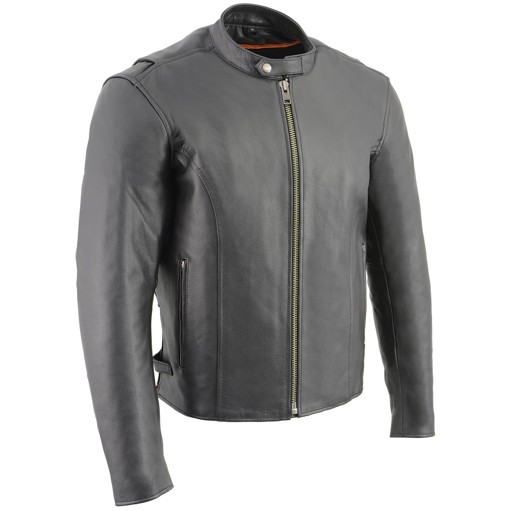 Milwaukee Leather Men's Classic Leather Scooter Jacket with Side Zippers LKM1710 - Premium Biker Jacket for Motorcycle Riding & Urban Fashion