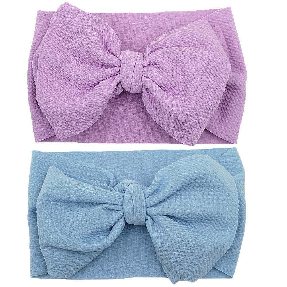 KIDOCHEESE Big Bows Headbands - Stretchy Elastic Nylon Oversized Hair Wraps for Babies & Kids (Newborn, Infant, Toddler) - Perfect for Birthday Parties, Photo Shoots & Daily Fashion Accessories
