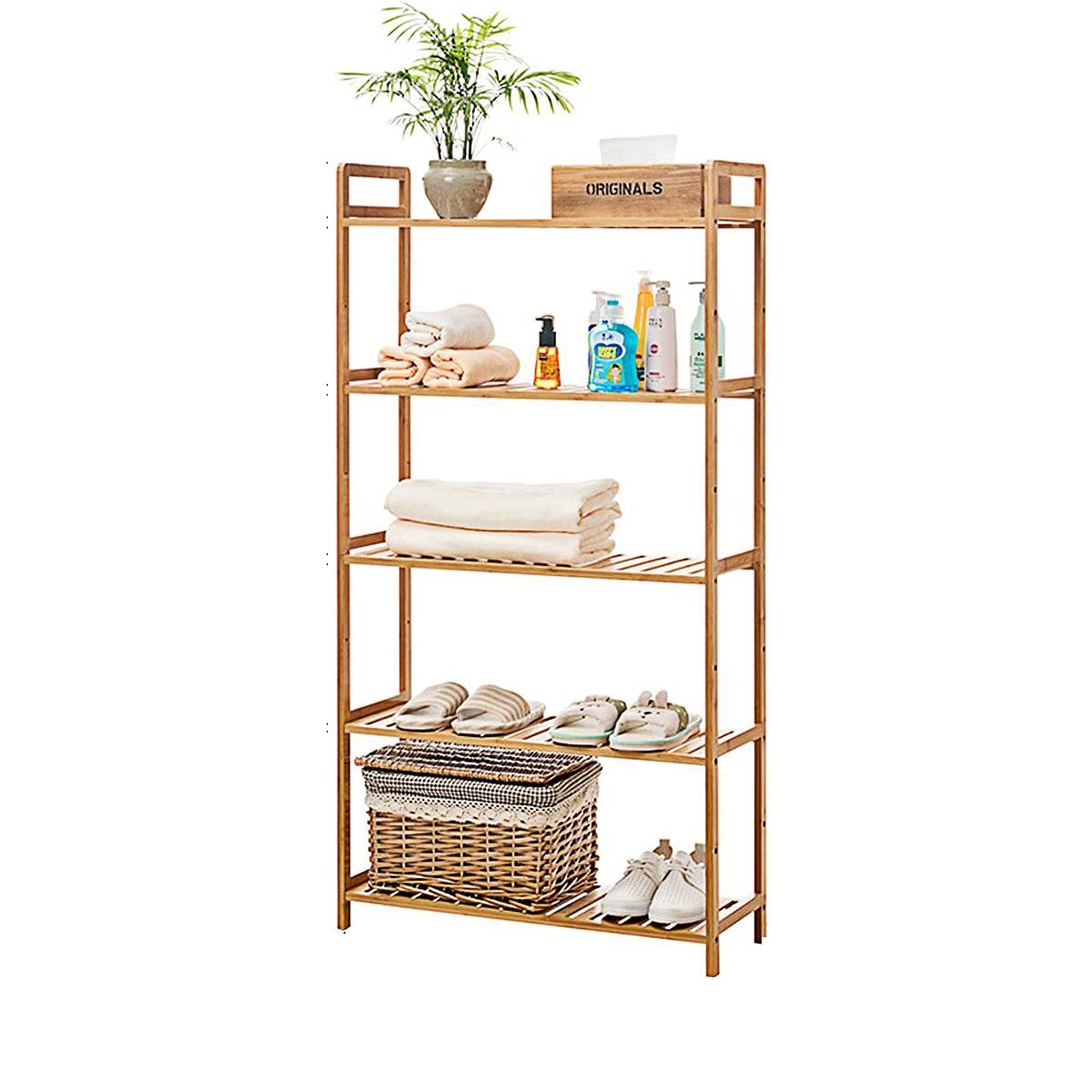 Adjustable 5-Tier Bamboo Kitchen Shelf - Spice Organizer & Storage Rack for Home Decor