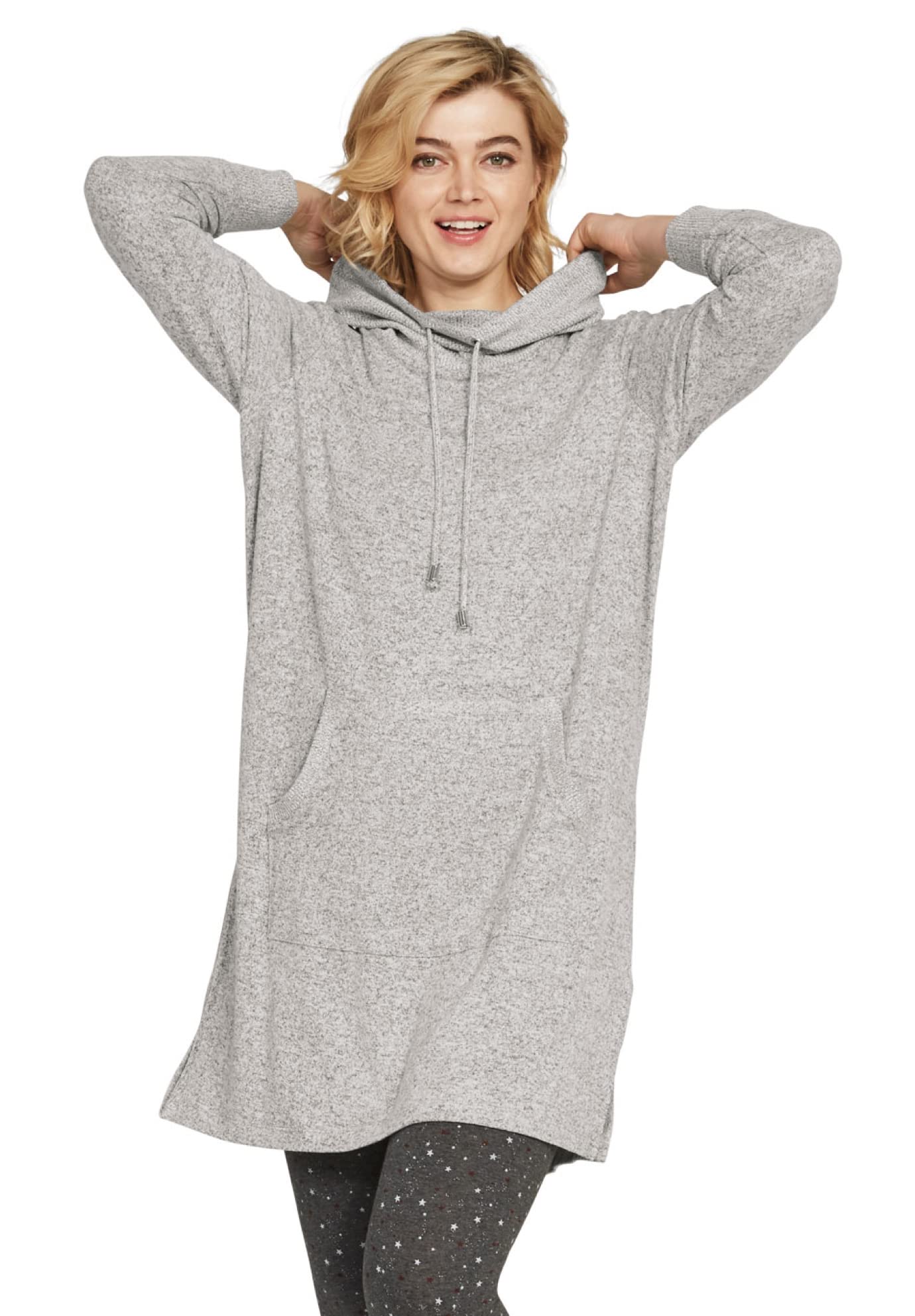 Ellos Women's Plus Size Funnel-Neck Lounge Sweatshirt Tunic - Soft Casual Pullover Top for Relaxing at Home, Lounging & Running Errands