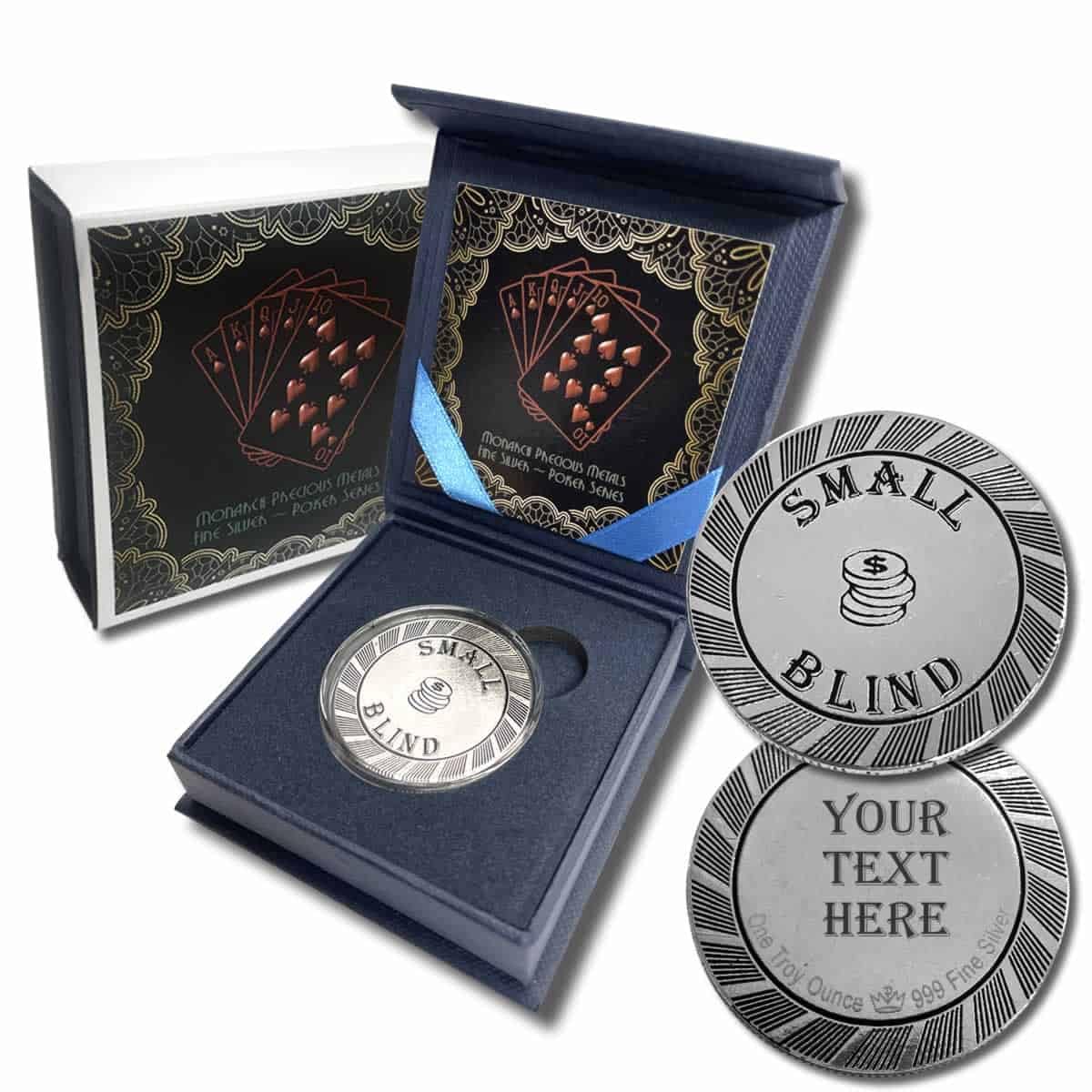 Custom Engraved 1oz .999 Fine Silver Poker Chip - Small Blind Button Marker for Casino Games & Poker Nights - Perfect Gift for Poker Lovers in Elegant Gift Box