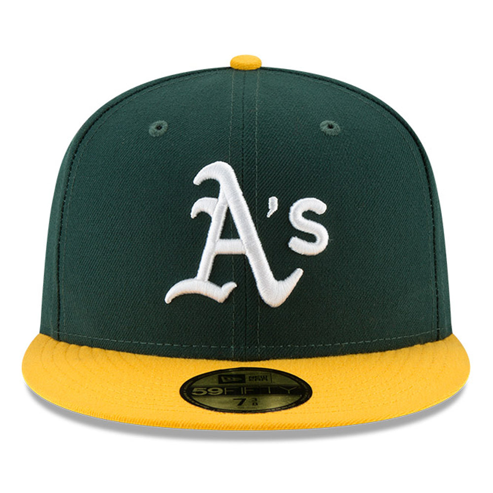 New Era 59Fifty Authentic MLB Oakland Athletics Baseball Cap - Green & Gold Snapback Hat for Men & Women | Perfect for Baseball Games, Sports Fans & Streetwear Fashion