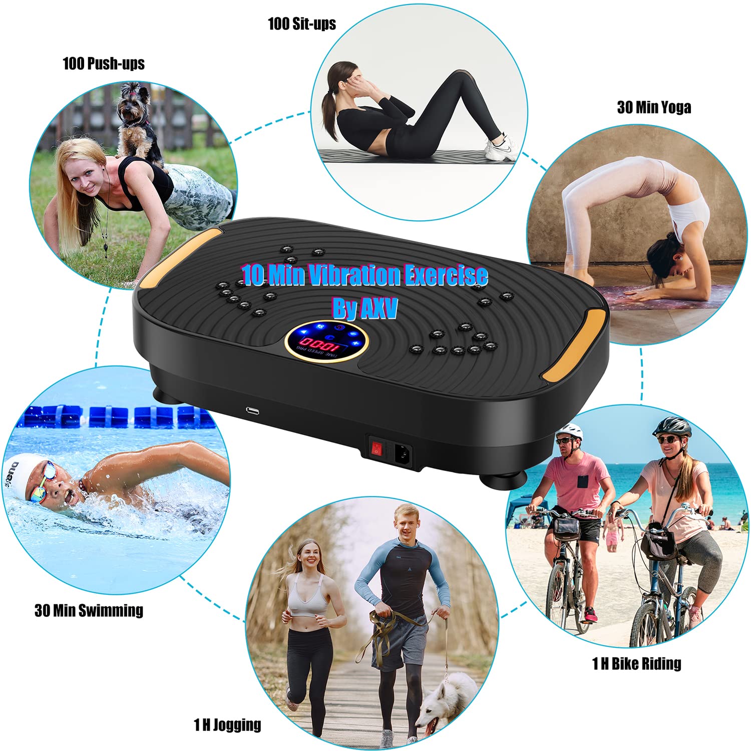 **AXV Vibration Plate Exercise Machine – Whole Body Workout Platform for Weight Loss, Toning & Lymphatic Drainage | Home Gym Fitness Equipment for Wellness & Shaping | Perfect for Home, Office & Rehab Use**
