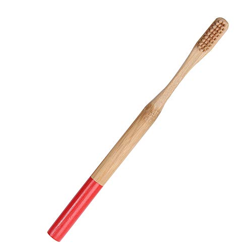 50 Pack Natural Bamboo Toothbrushes with Soft Bristles & Small Brush Head - Eco-Friendly Red Handle Toothbrushes for Adults & Kids - Perfect for Travel, Camping & Sustainable Oral Care