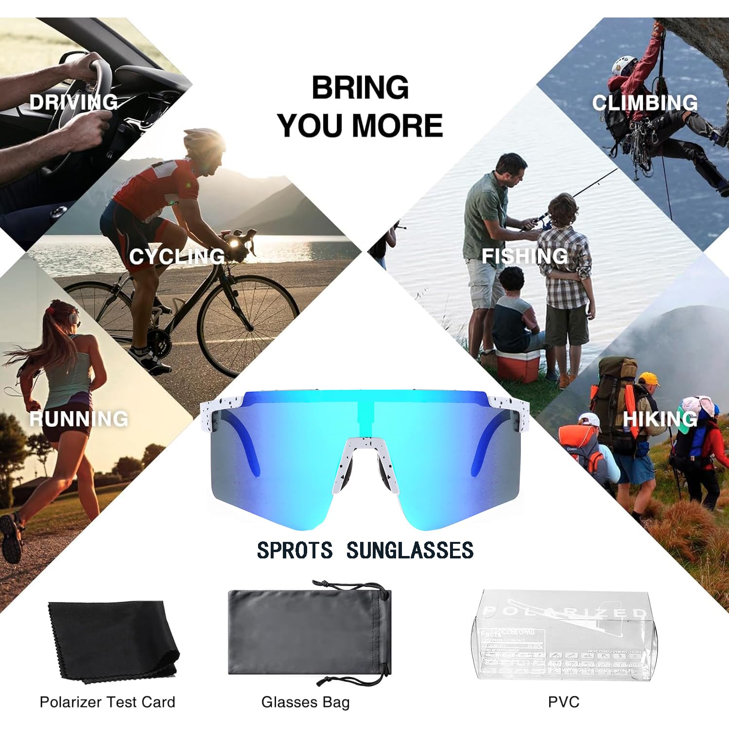 Polarized Sports Sunglasses for Men & Women - UV400 Protection TR90 Frame Baseball Running Cycling Glasses - Perfect for Outdoor Activities, Driving, Fishing and Beach
