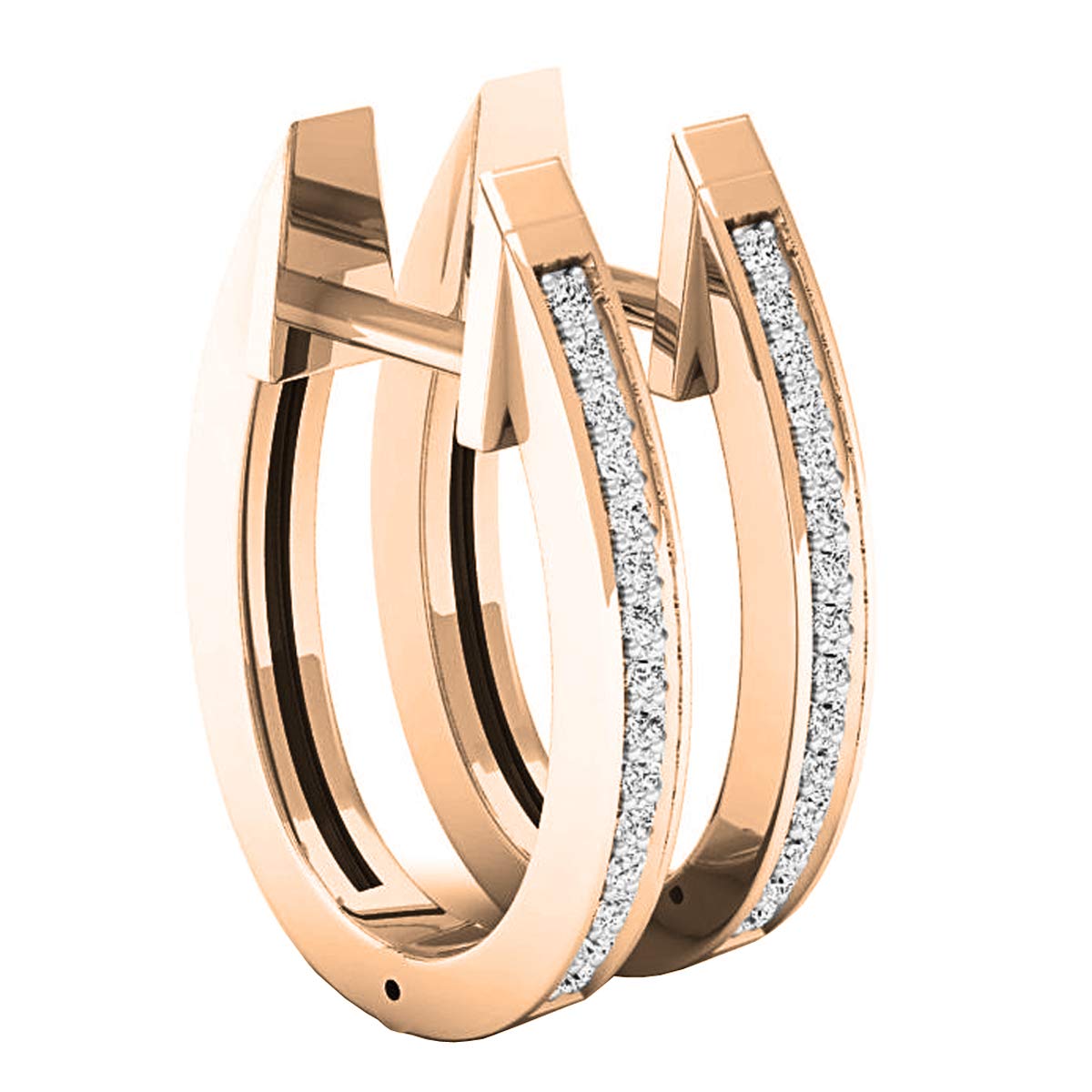 14K Solid Gold Round White Diamond Huggie Hoop Earrings for Women - 0.10 CTTW Dazzlingrock Collection | Perfect for Everyday Wear, Date Nights & Special Occasions