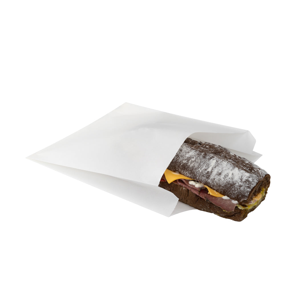 Eco-Friendly White Paper Sandwich & Snack Bags - Silicone Coated, 7