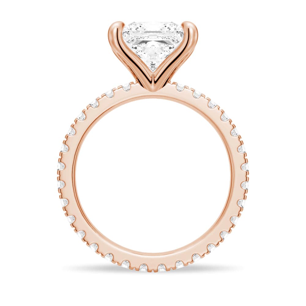 Princess Cut Moissanite Engagement Ring with Eternity Pave Band - Sparkling Wedding Jewelry for Proposals, Anniversaries & Bridal Occasions