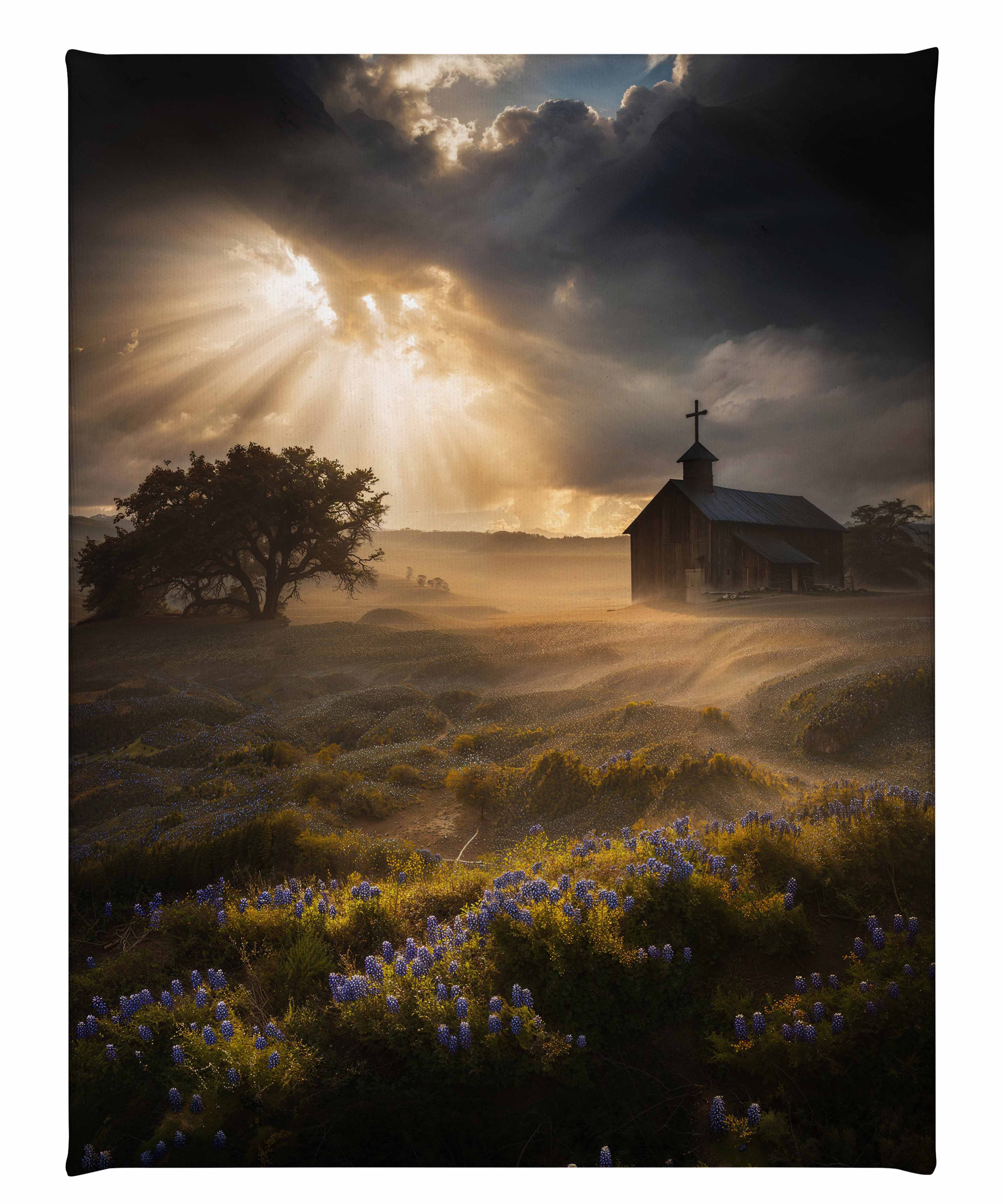 Celestial Rays Over Lone Star Land II - Stunning Galaxy Space Art Print on Gallery Wrapped Canvas - Perfect for Living Room, Bedroom & Office Wall Decor