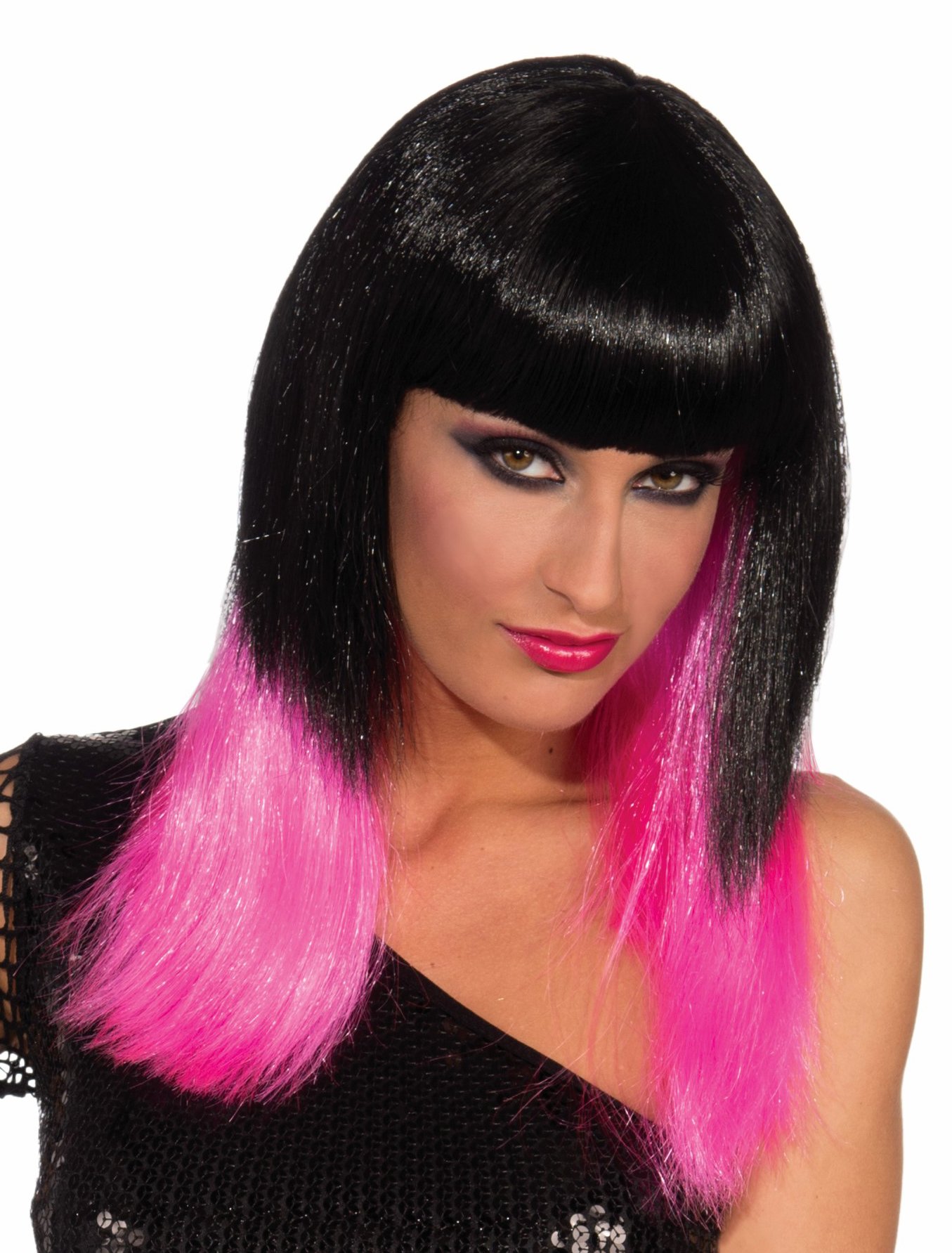 Forum Novelties Women's Sugar Dipped Club Candy Wig - Long Curly Pink & Blue Synthetic Costume Hair for Cosplay, Halloween, Parties & Themed Events - Perfect for Rave, Festival & Dress Up Fun