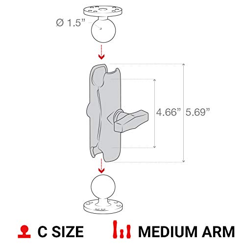RAM Mounts RAM-201U Medium Double Socket Arm for 1.5