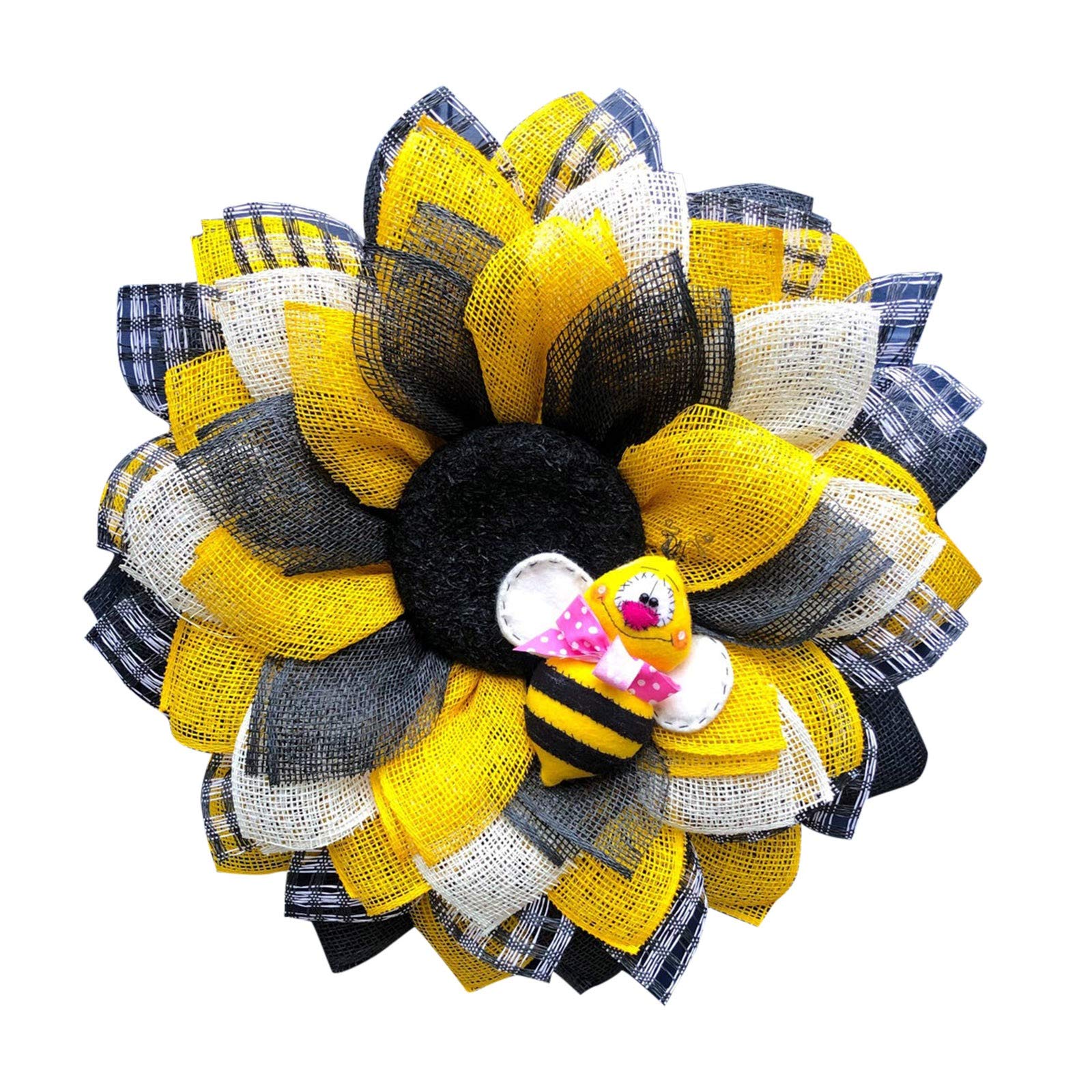 LLNONG Artificial Bee Wreath - Spring Summer Floral Garland for Easter, Front Door, Bedroom, Wall & Window Decor - Perfect for Outdoor Home Decorations, Family Parties & Housewarming Gifts