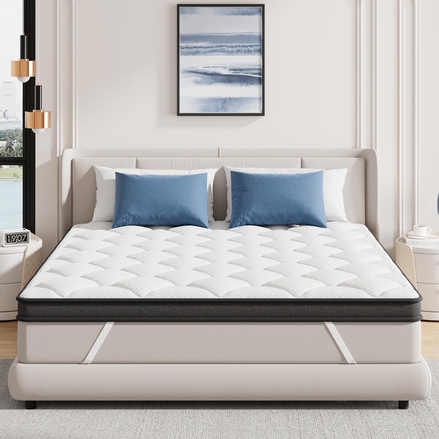 3 Inch Multi-Layer Memory Foam Mattress Topper Twin XL - High Density Gel Infused Cooling Mattress Pad for Back Pain Relief & Body Support - Medium Firm Bed Topper for Side, Back & Stomach Sleepers - Perfect for Guest Beds, Dorms & Home Use