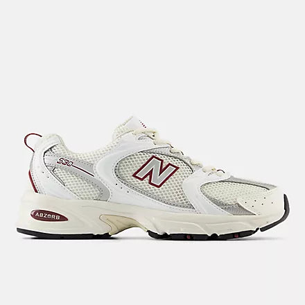 530 Sneakers for Men & Women - Sea Salt, White & Mercury Red Colorway - Comfortable Casual Shoes for Running, Walking & Everyday Wear