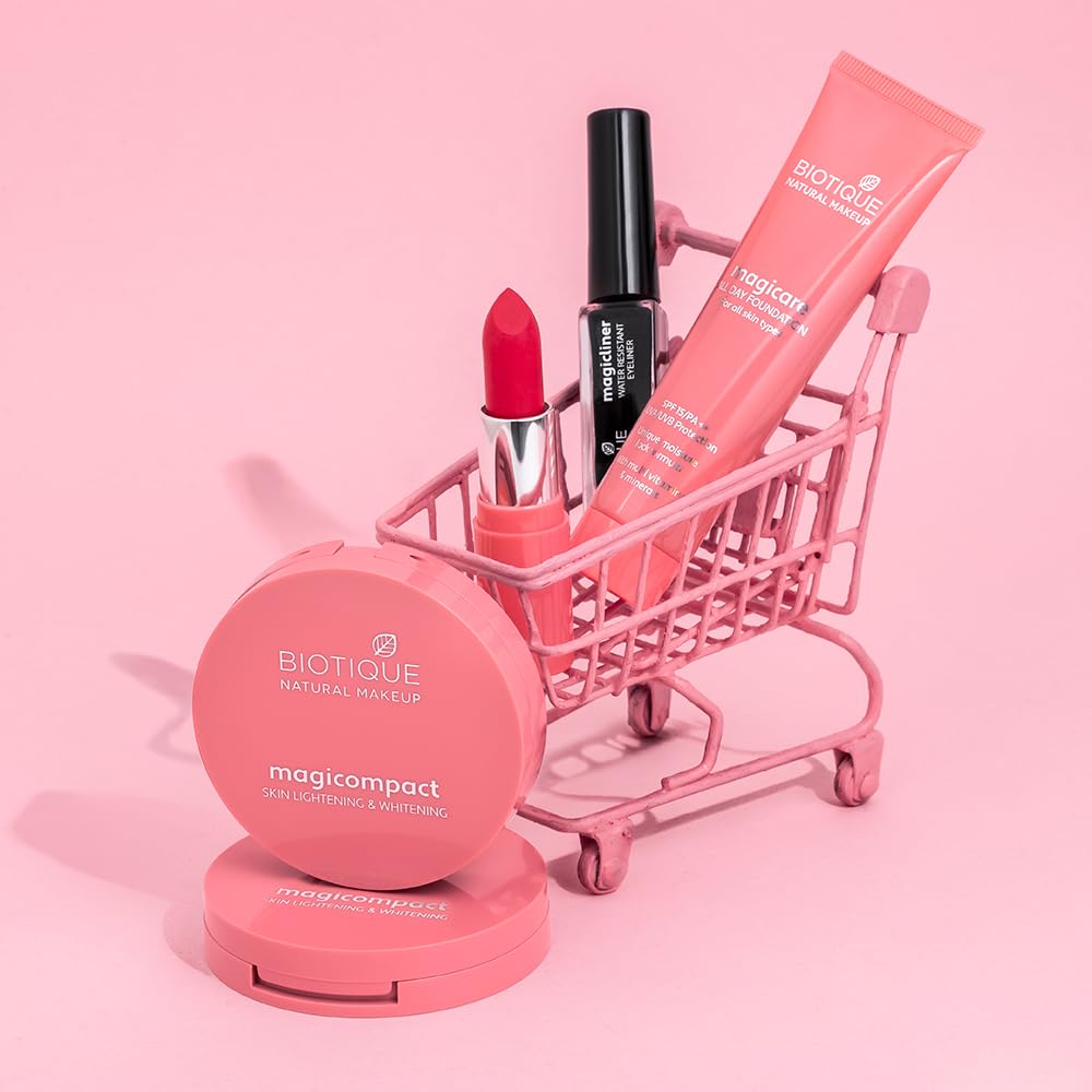 Biotique Natural Matte MagiCompact Makeup - 8G Cream for All Skin Types, Seashell Shade | Perfect for Daily Wear & On-the-Go Touch-Ups