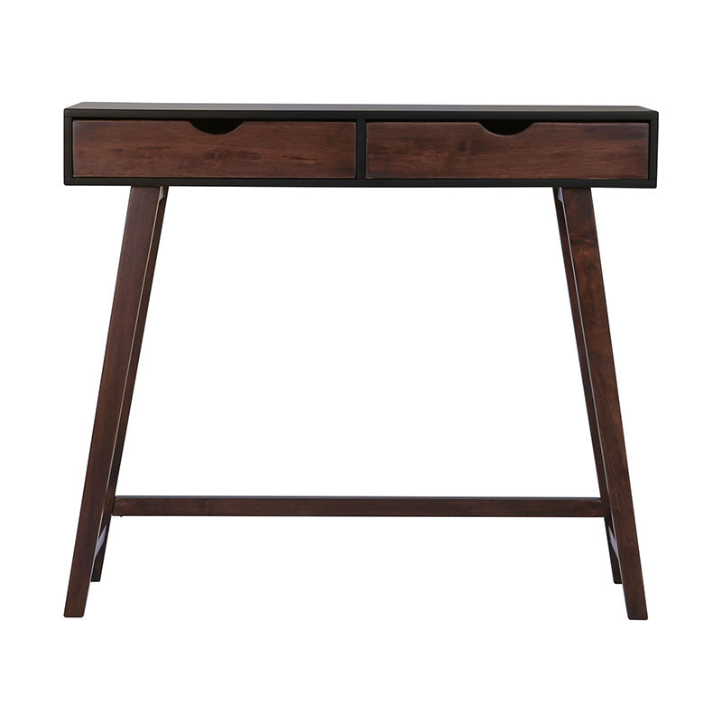 ARSENIO 90cm Walnut & Black Console Table - Entryway Sofa Table, Hallway Accent Table for Living Room, Bedroom, or Office Decor