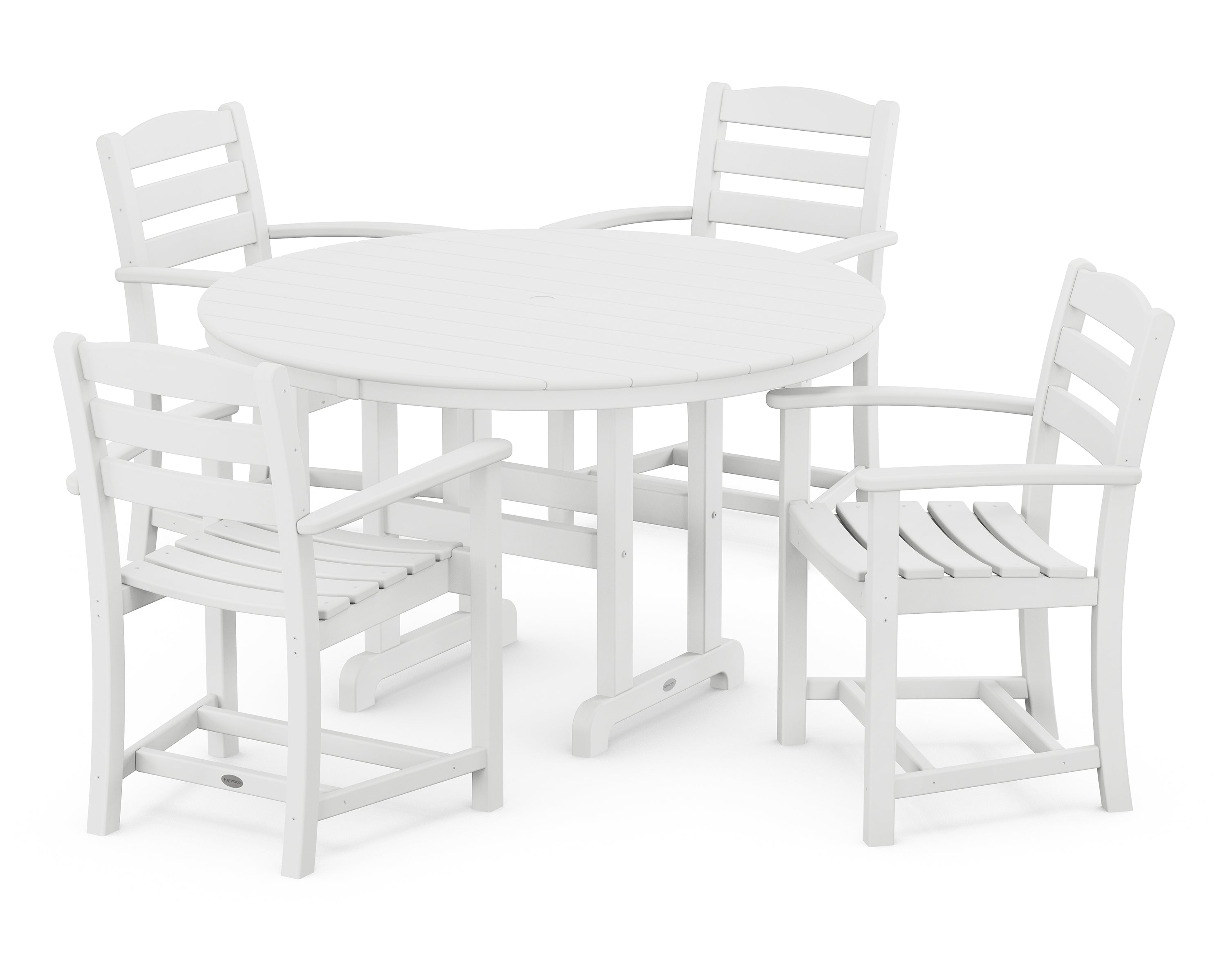 POLYWOOD La Casa Cafe 5-Piece Round Farmhouse Dining Set - Outdoor Patio Furniture for Garden, Backyard, and Poolside Dining