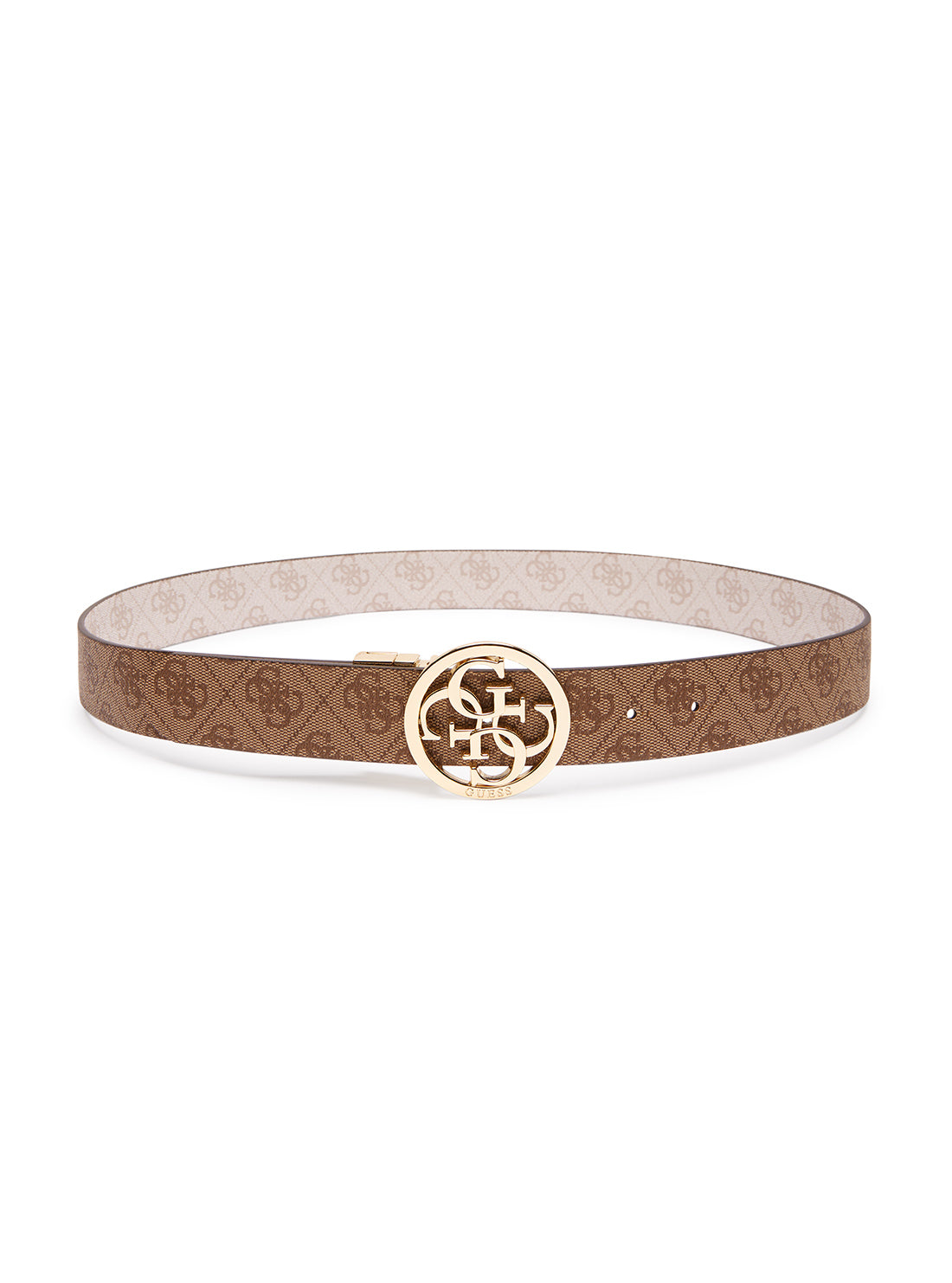 Aieta Logo Belt for Women & Men - Stylish Beige Leather Belt with Adjustable Buckle - Perfect for Casual, Office & Formal Wear