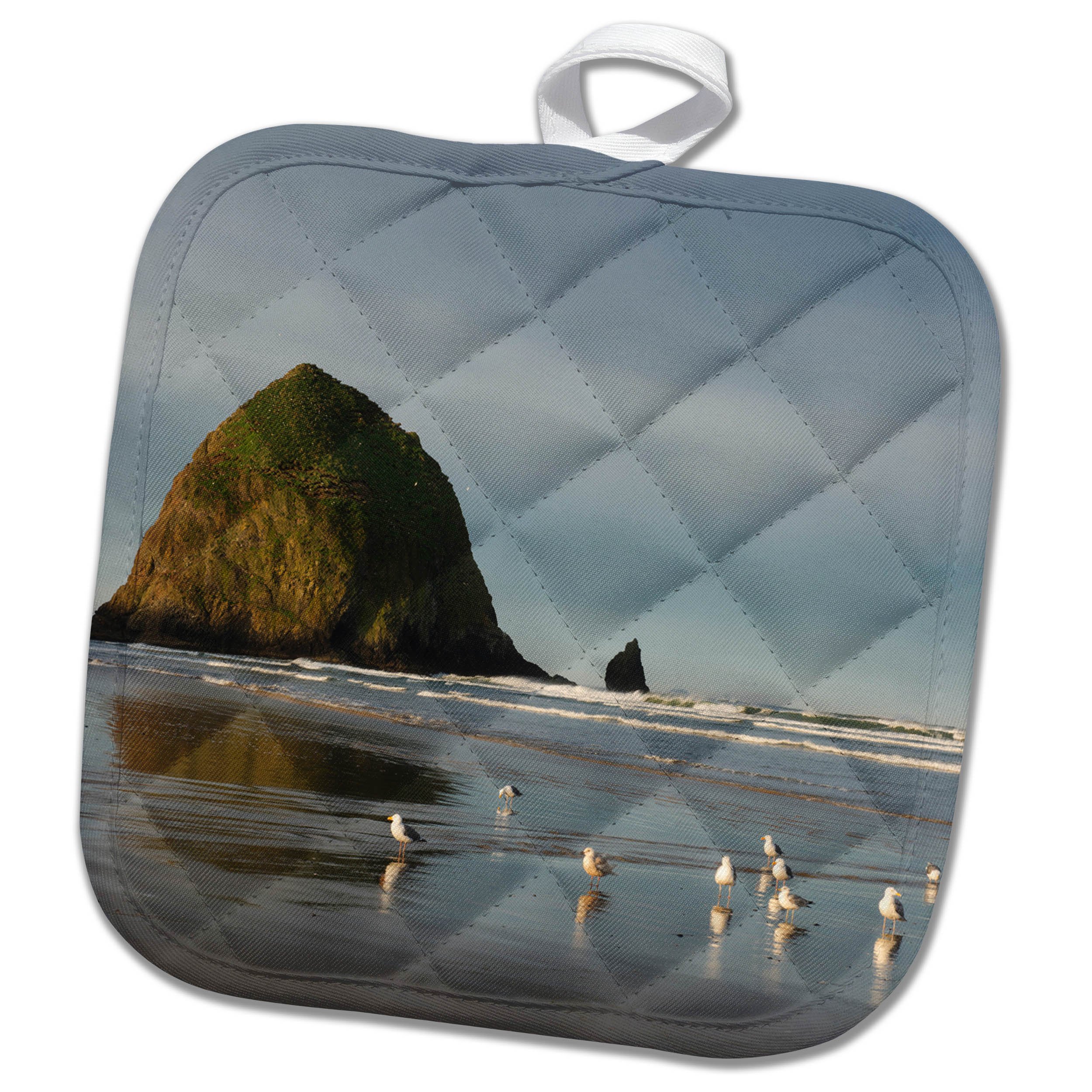 3D Printed Haystack Rock on Cannon Beach Oregon Pot Holder - 8 x 8 Inch Heat Resistant Kitchen Trivet - Perfect for Hot Dishes, Baking Pans & Table Protection