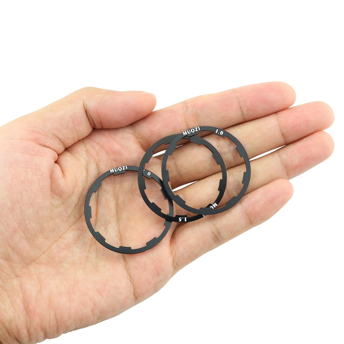3PCS Bike Cassette Spacers Kit - 1.0mm/1.5mm/2.0mm Aluminum Alloy Bicycle Headset Washers for Flywheel & Hub Maintenance - Perfect for Bike Repair, Drivetrain Adjustment and Cycling Gear Upgrades