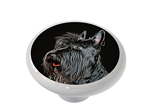 Scottish Terrier Dog Ceramic Drawer Knob - Handmade Cute Puppy Cabinet Pulls for Kitchen, Bathroom & Furniture - Perfect for Home Decor & DIY Projects