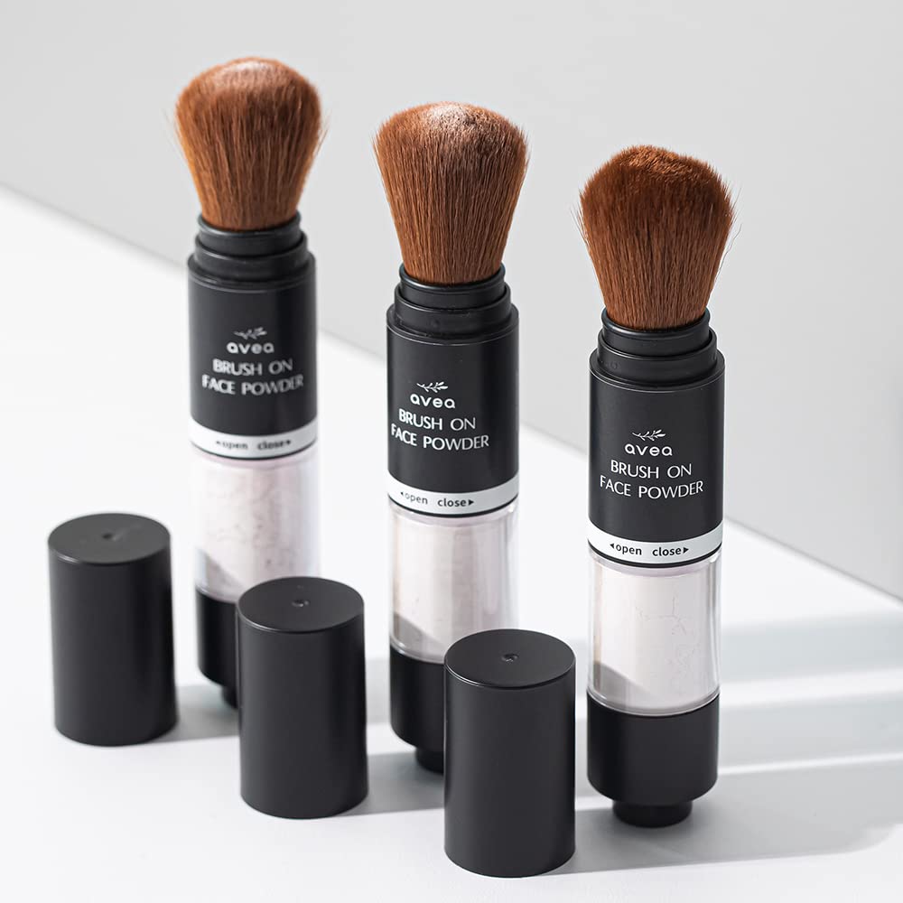 AVEA Brush On Face Powder - Oil Absorbing Mineral Makeup for Oily Skin | Korean Beauty & Skin Care | Daily Use Foundation & Makeup Fixer | 0.141 Oz | Perfect for Touch-Ups & Long-Lasting Coverage