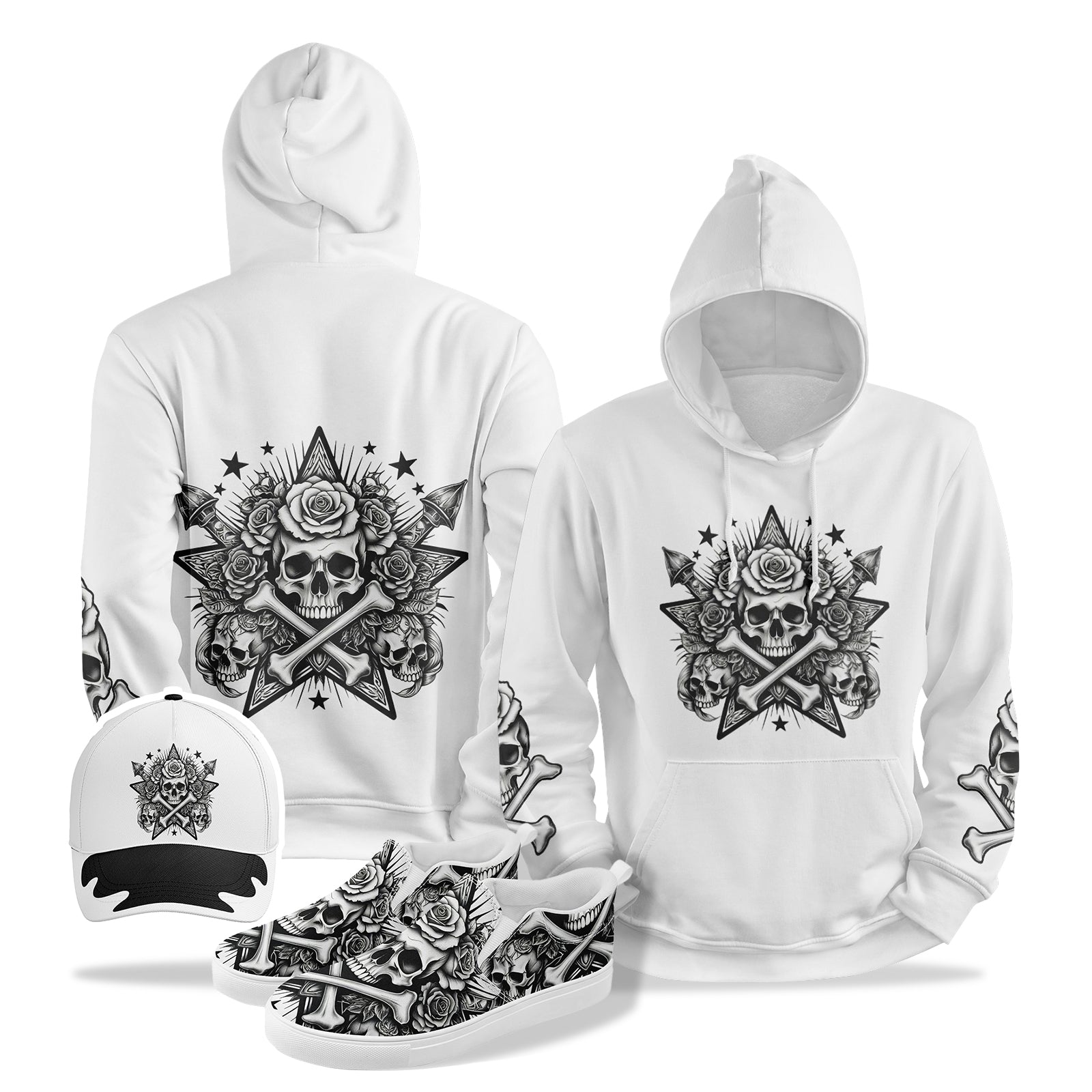 Custom Hoodie, Hat & Shoes Combo - Personalized Matching Outfit Set for Men & Women | Gym, Streetwear, Casual Wear | E027001