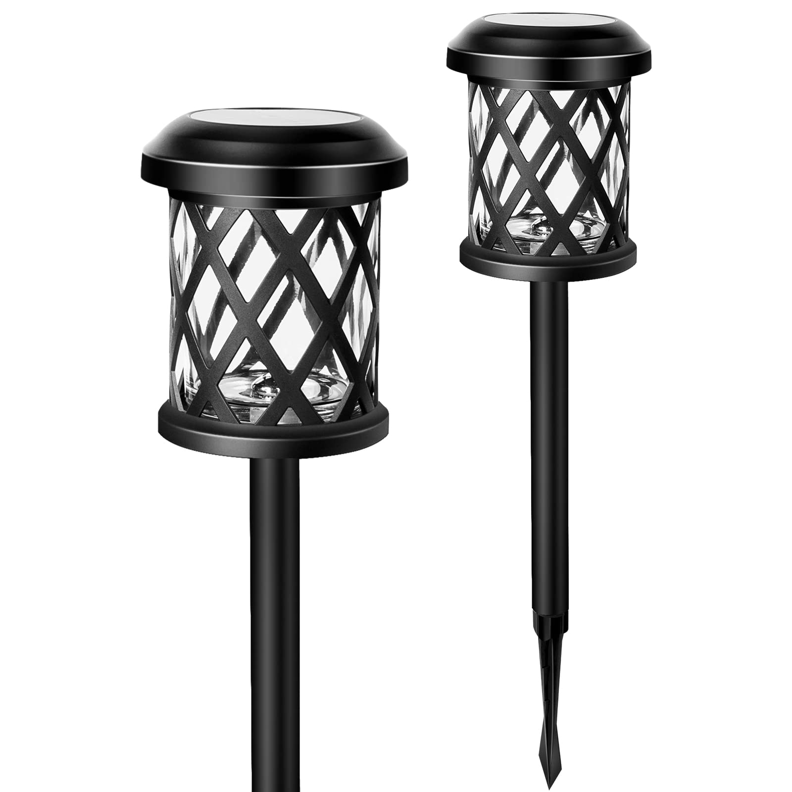 Solar Pathway Lights Glass - 2 Pack LED Solar Landscape Lights Outdoor, Waterproof Stainless Steel, Warm White Solar Powered Lights for Garden, Pathway, Walkway - Perfect for Driveway, Patio, and Yard Decoration