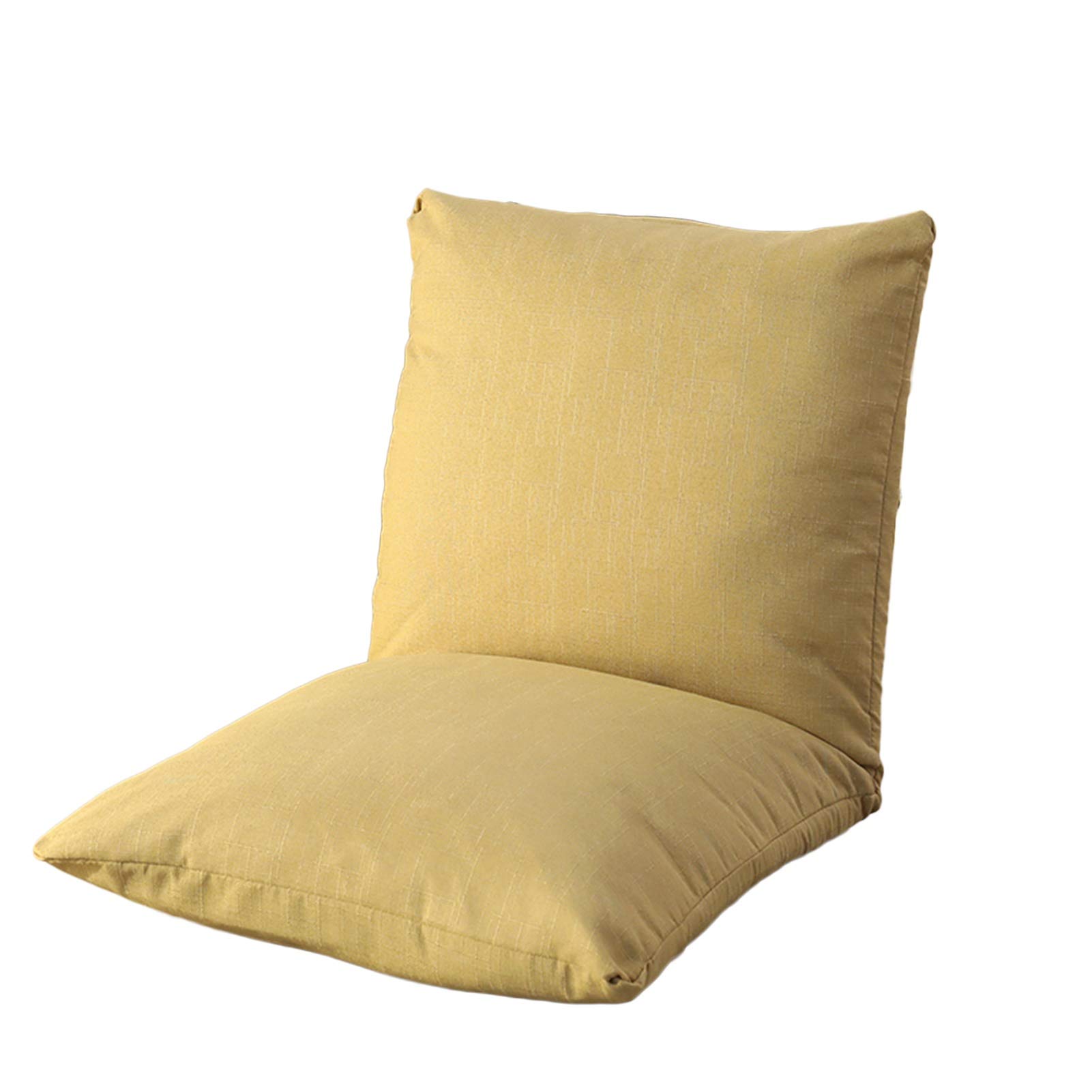 LIXIONG Adjustable 5-Position Folding Floor Chair with High Backrest - Ergonomic Floor Sofa for Office, Gaming, Living Room & Bedroom (Light Yellow) - Perfect for Work, Study, Relaxing & Meditation