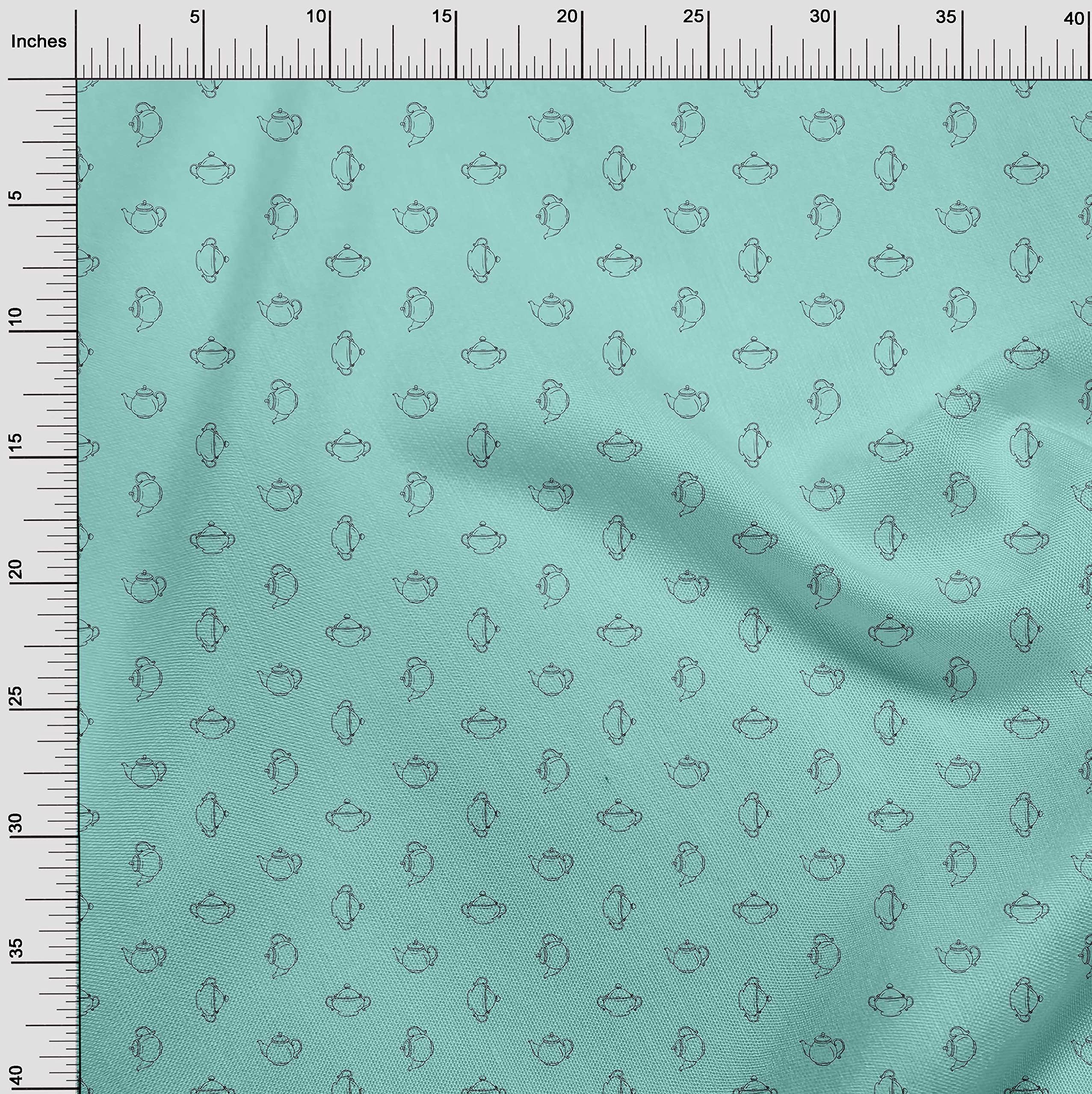 oneOone Viscose Chiffon Aquamarine Green Fabric - 42 Inch Wide Printed by The Yard for Kettle Crafts, DIY Projects & Home Decor | Perfect for Sewing Dresses, Curtains & Scarf Making