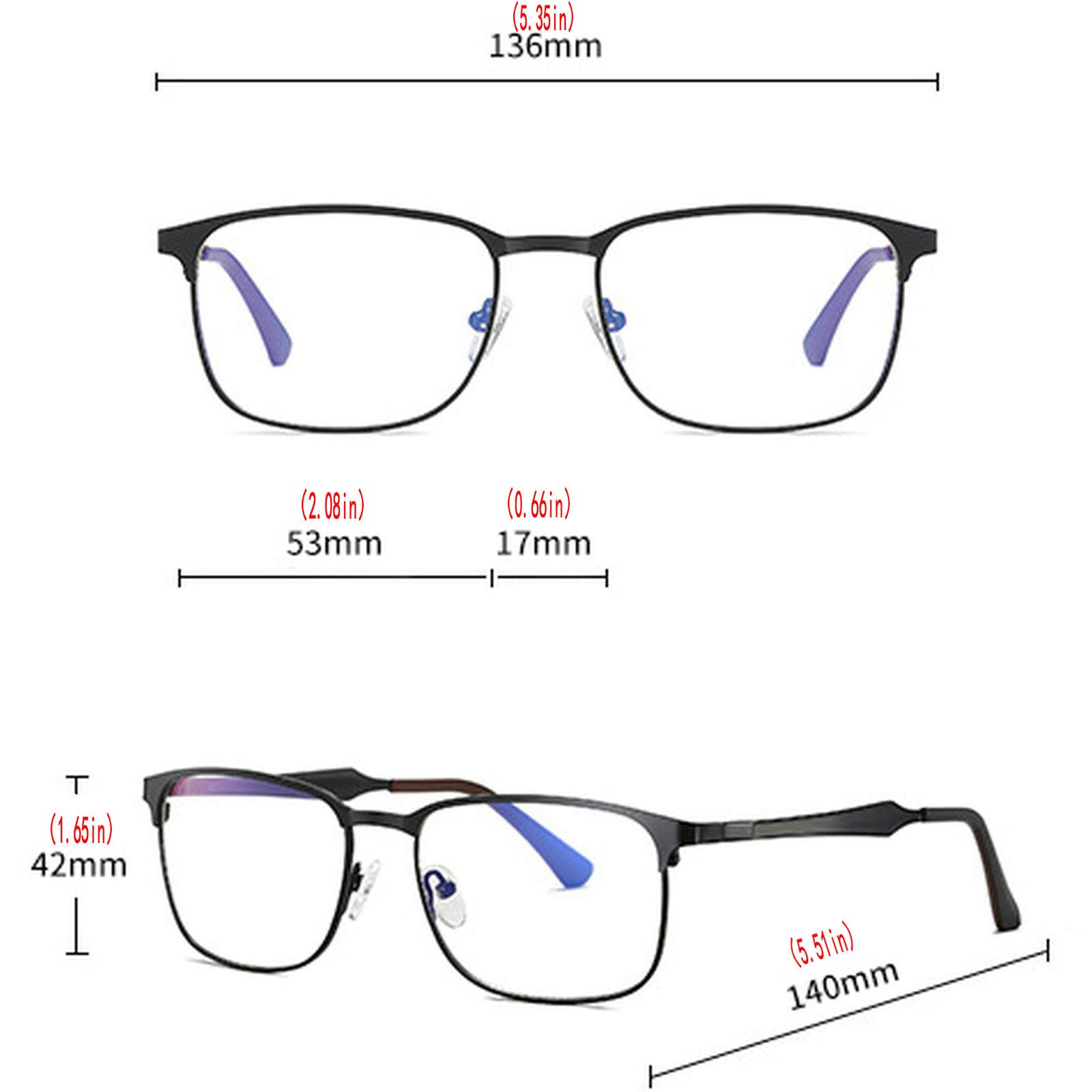 Bifocal Reading Glasses for Men - Round Lens Blue Light Blocking Computer Glasses with Anti Glare Coating to Reduce Eye Strain (Includes Protective Case) - Perfect for Office Work, Gaming & Screen Time