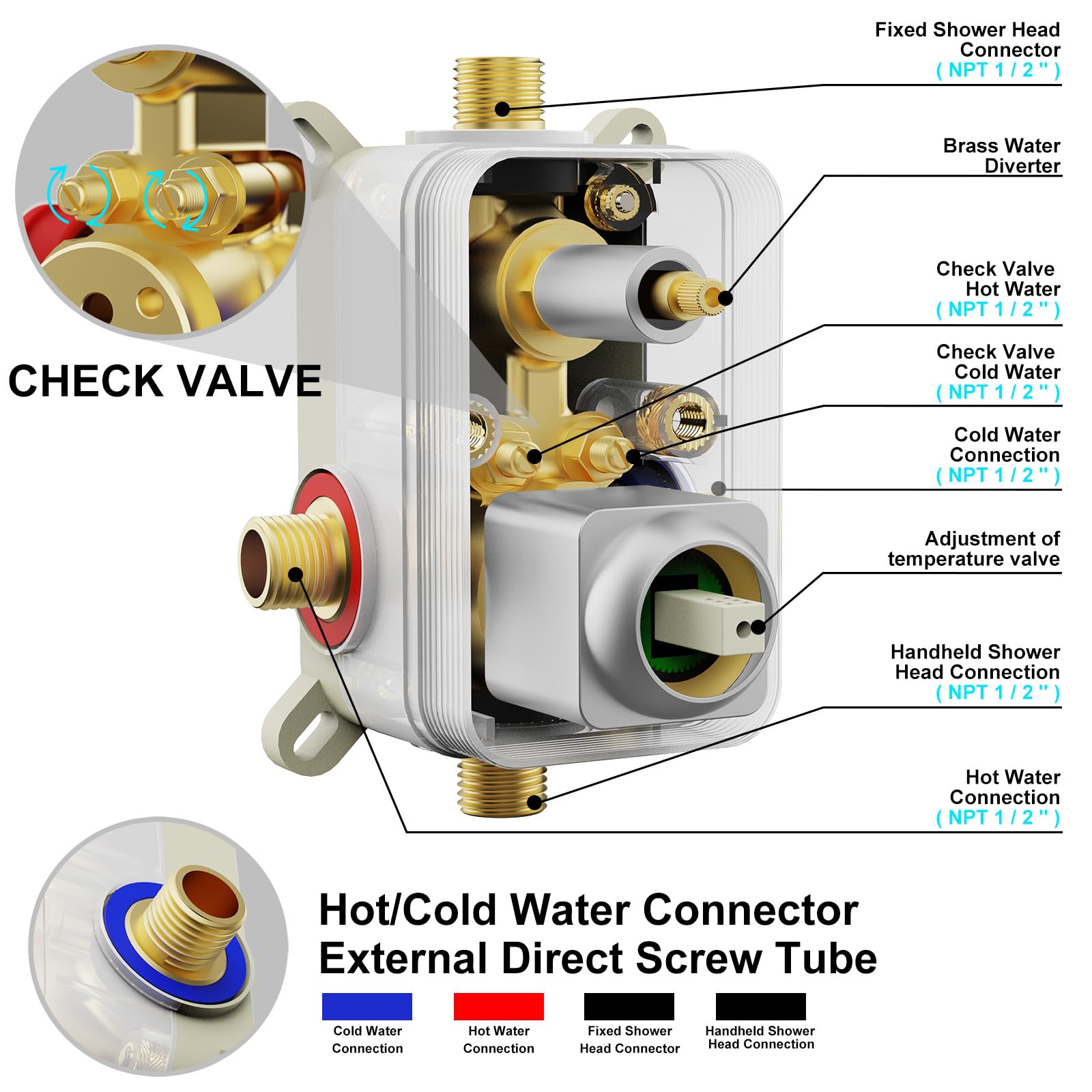 Modern Brass Rain Shower System Set - 12