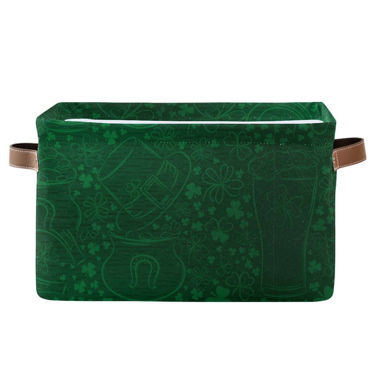 St. Patrick's Day Beer Mug Collapsible Storage Basket - Waterproof Rectangle Bin for Nursery Toys, Books, Closet Shelves & Bedroom Organization - Perfect for Holiday Decor, Kids' Room Storage & Home Organization