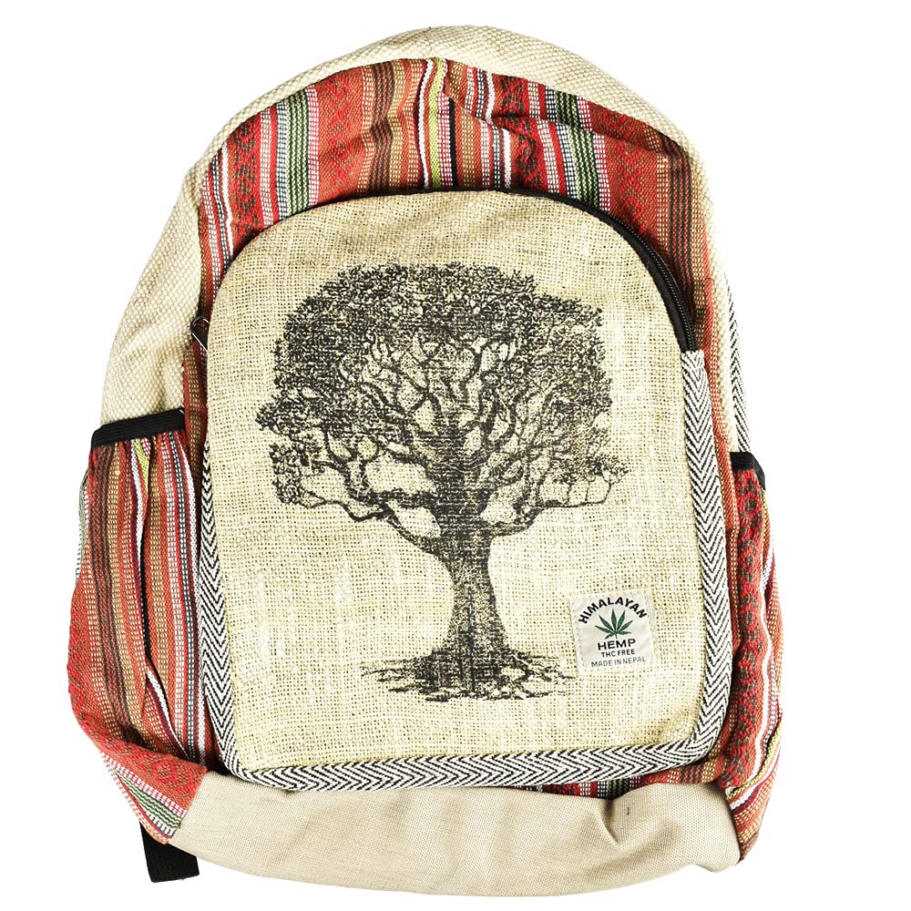Himalayan Hemp Tree Silhouette Backpack - 12x16 Inches Eco-Friendly Canvas Daypack for Hiking, Travel & School | Durable & Stylish Nature-Themed Bag