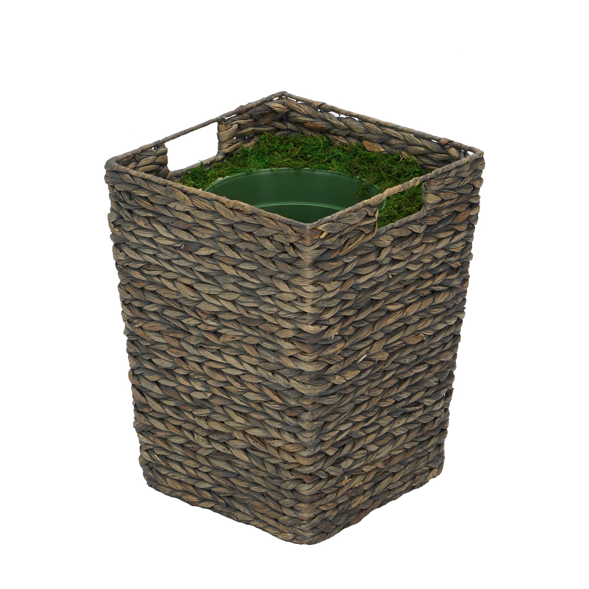 Large Tapered Water Hyacinth Basket Planter - Grey Wash House of Silk Flowers - Perfect for Indoor Plants, Home Decor & Boho Style Interiors