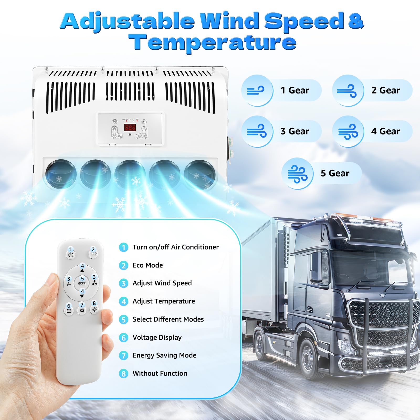12V 11000 BTU Truck Cab Split Air Conditioner - Fast Cooling RV AC Unit with Digital Display for Semi Trucks, Buses & Caravans | Perfect for Long-Haul Drivers & Road Trips