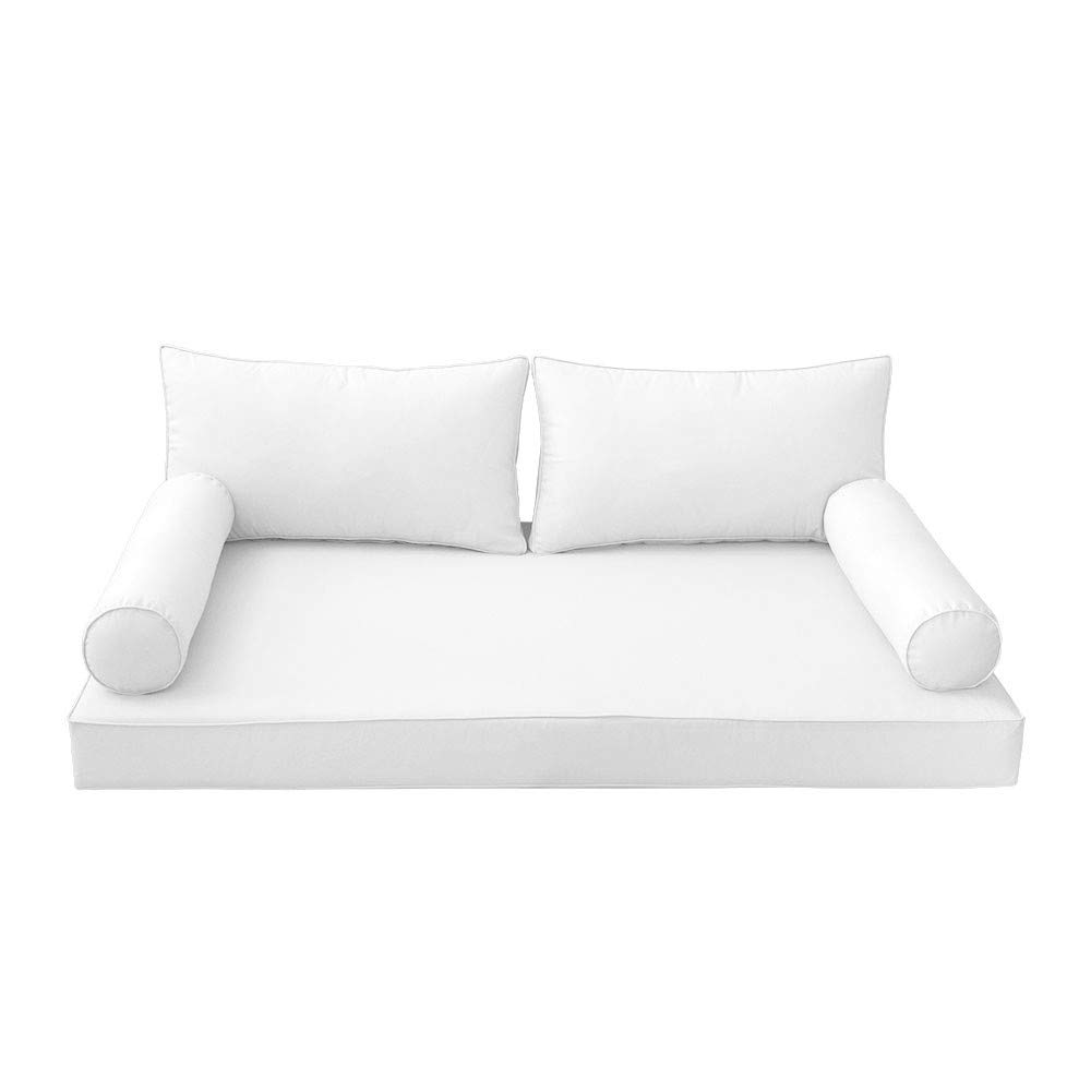 Prolinemax Outdoor Style 2 Twin-XL Piped Trim Daybed Mattress Bolster Pillow Fitted Sheet Cover Only - AD106 | Perfect for Patio Furniture, Sunroom Lounging & Guest Bed Comfort