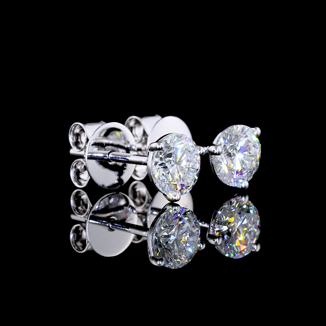 1.11 Carat Lab Grown Round D VVS2 Diamond Stud Earrings in 14K White Gold - Perfect for Weddings, Anniversaries & Special Occasions