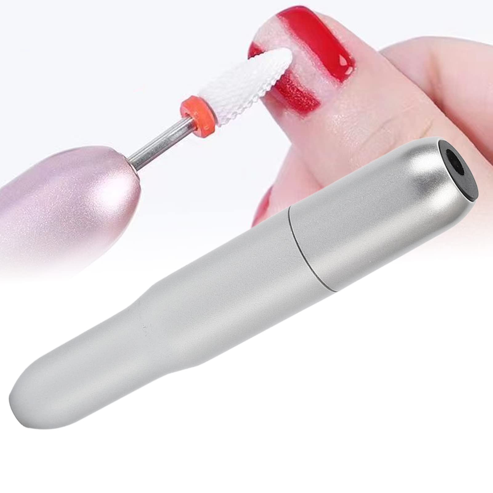 EXCLUZO Professional Electric Nail Drill - 20000 RPM Portable Nail Grinder for Salon & Home Use, DC5V Rechargeable Manicure Pedicure Kit (Silver) | Perfect for Nail Technicians, DIY Nail Art & At-Home Nail Care