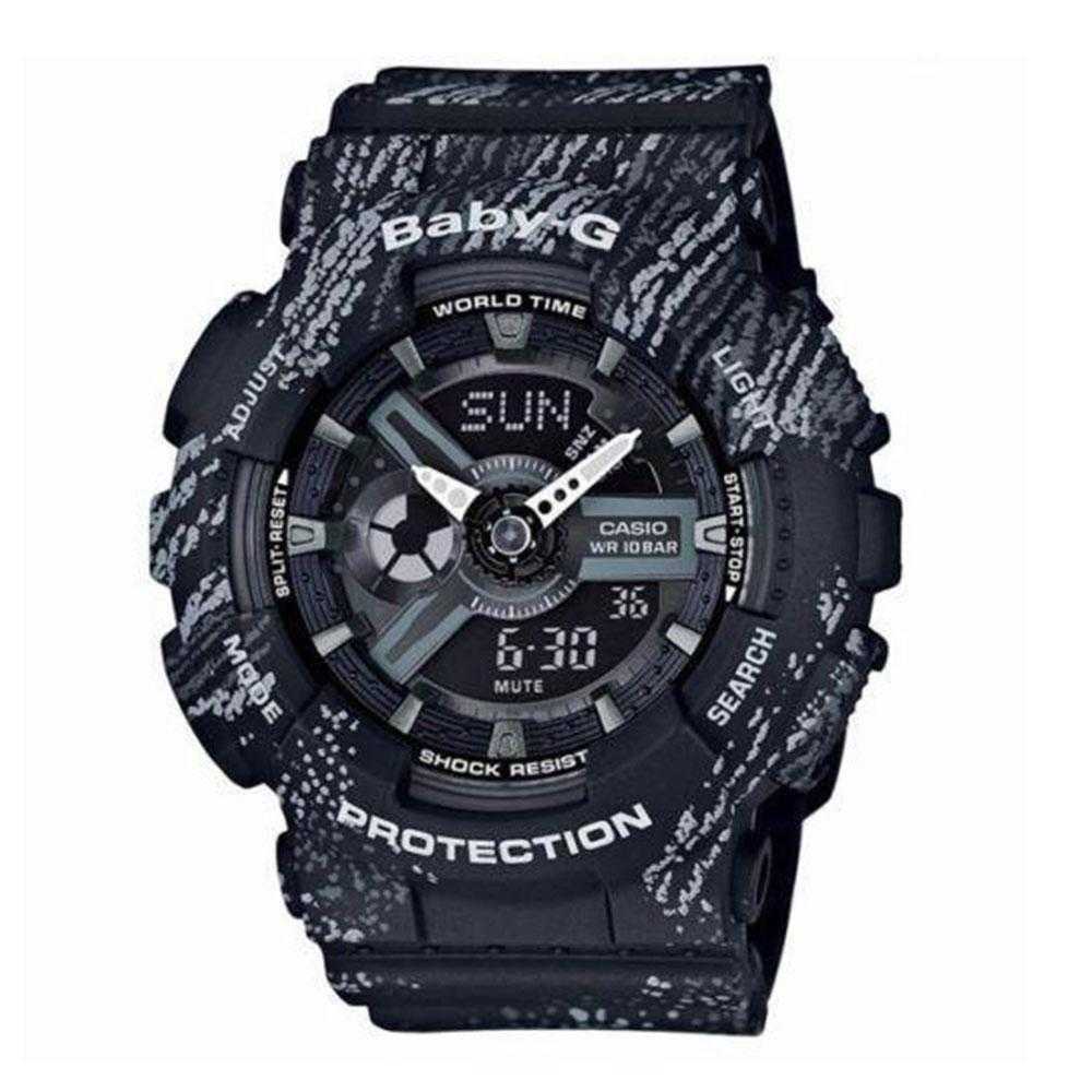 CASIO BABY-G BA-110TX-1ADR Digital Quartz Watch for Women - Black Resin Strap, Shock Resistant, Water Resistant - Perfect for Sports, Fitness & Outdoor Activities
