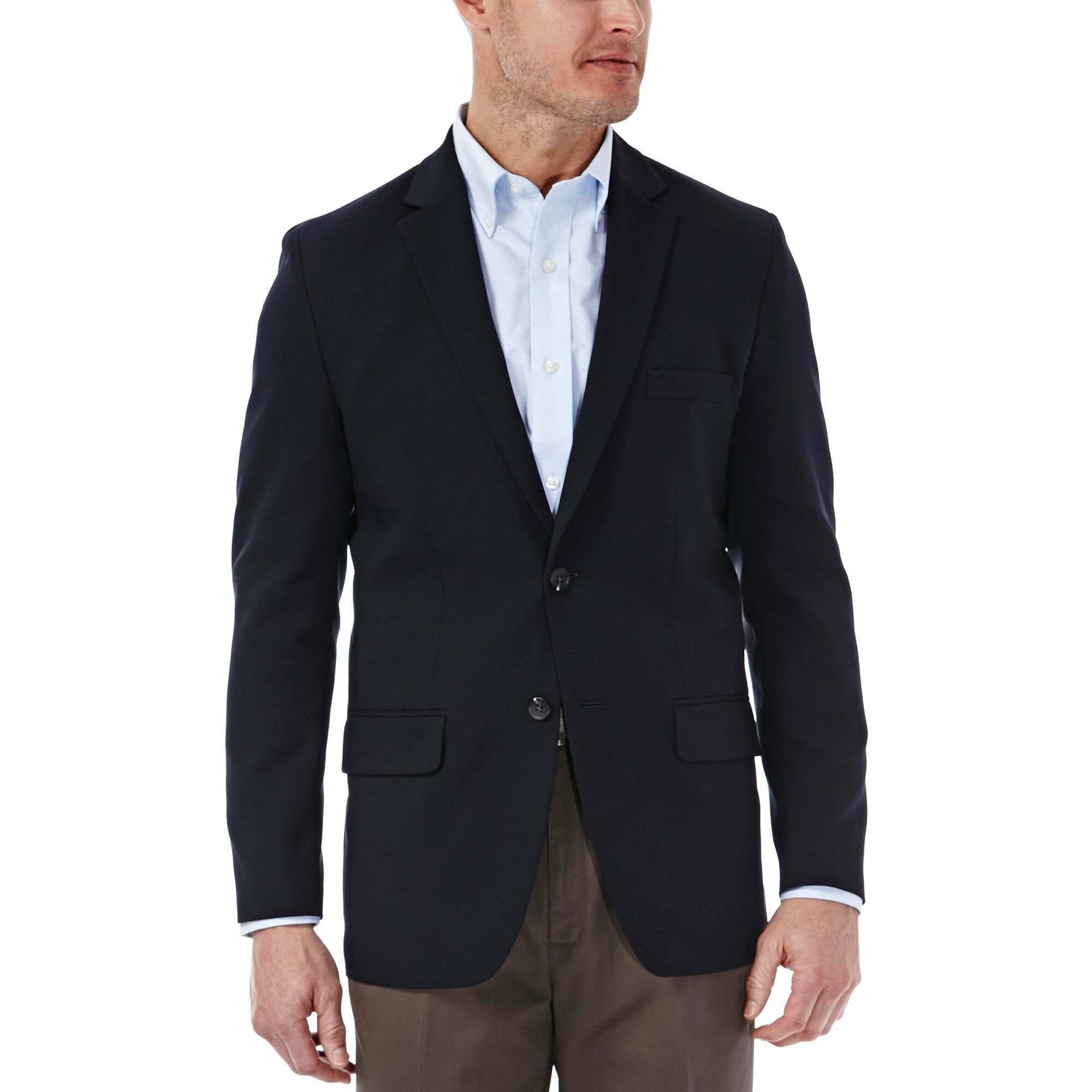 Haggar Men's Tailored Fit In Motion Blazer - Slim Fit Stretch Sport Coat for Business & Travel - Perfect for Office, Weddings & Formal Events