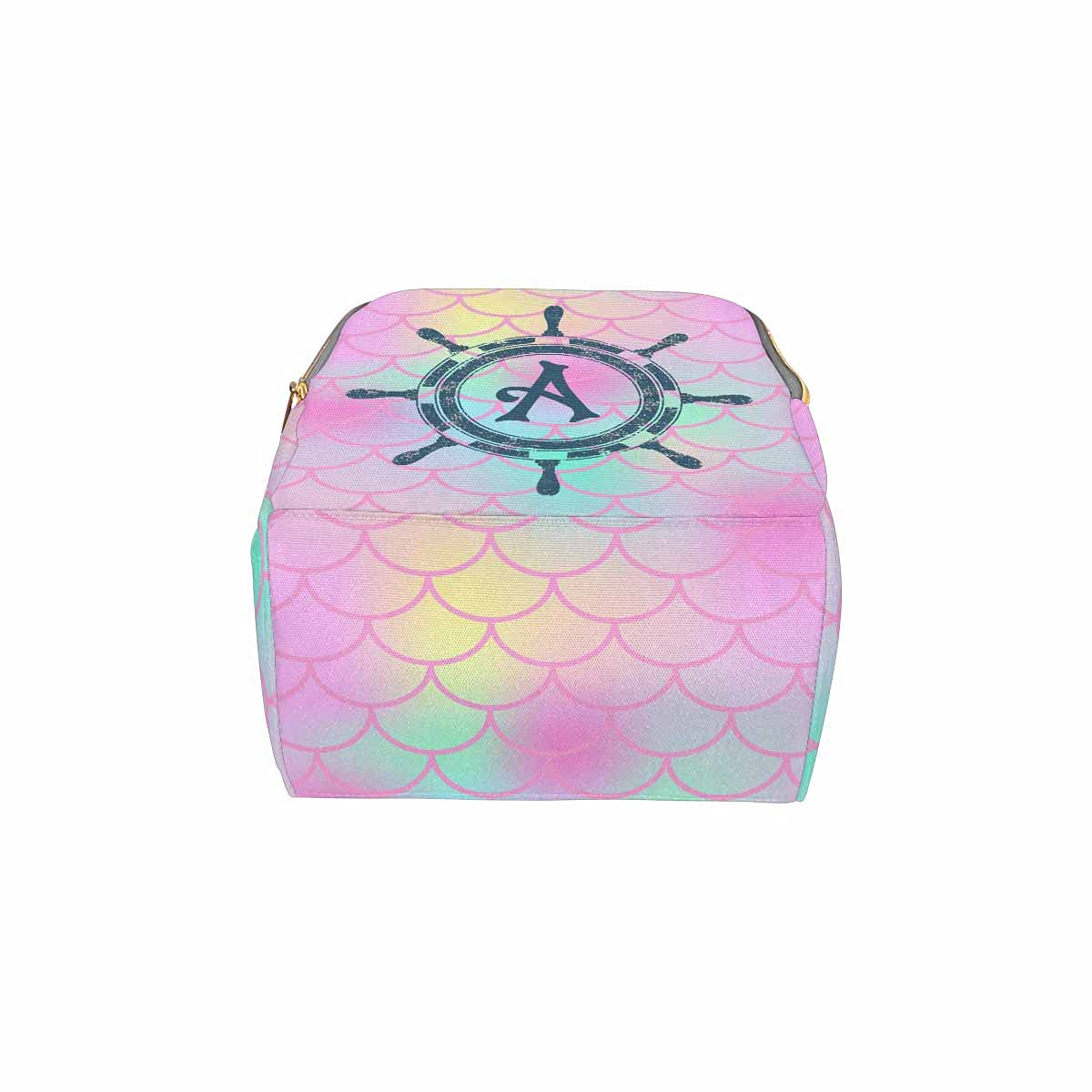Custom Personalized Diaper Backpack for Moms - Waterproof Baby Bag with Fish Scale & Anchor Design, Multi-Function Travel Daypack for Nursing, Baby Girl & Boy Essentials - Perfect Gift for New Mothers (Ideal for Daycare, Travel & On-the-Go Parenting)