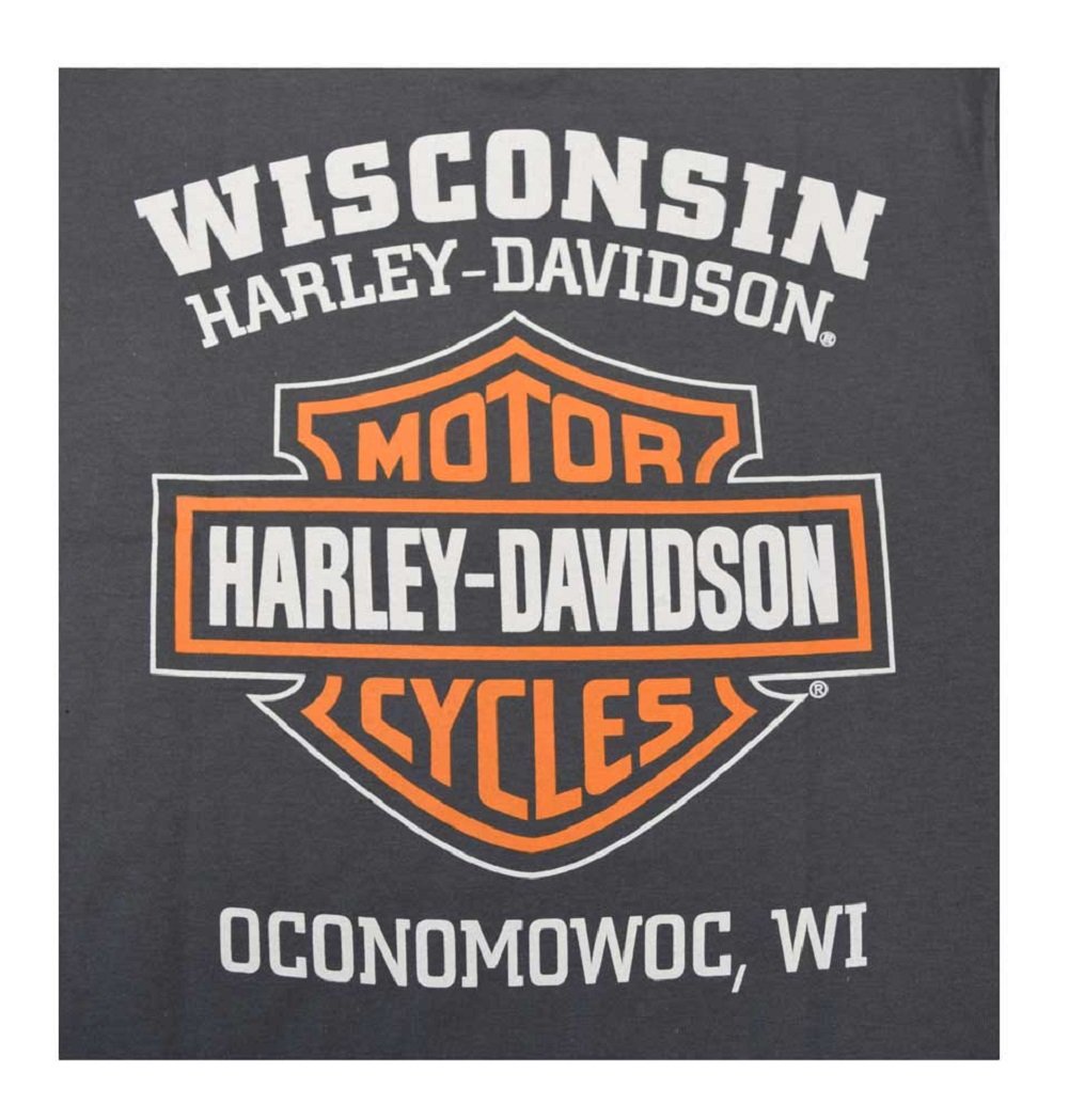 Harley-Davidson Men's Long Sleeve T-Shirt - Orange Bar & Shield Black Graphic Tee 30291744 | Casual Motorcycle Riding Shirt for Bikers & Fans