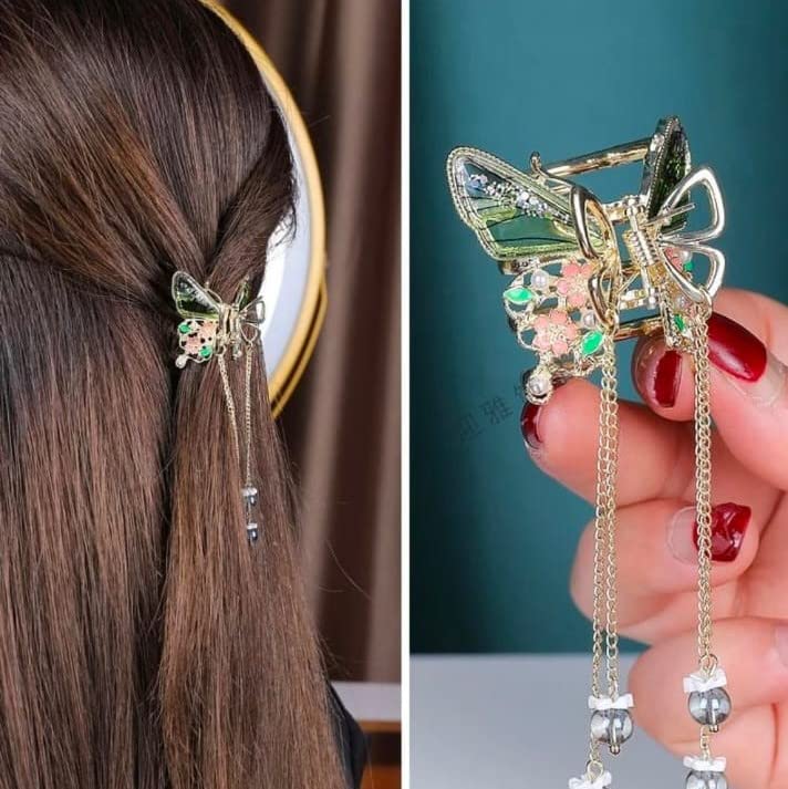 Elegant Green Butterfly Hair Clips for Women & Girls - Perfect Hair Accessory Gift for Parties, Weddings & Everyday Style