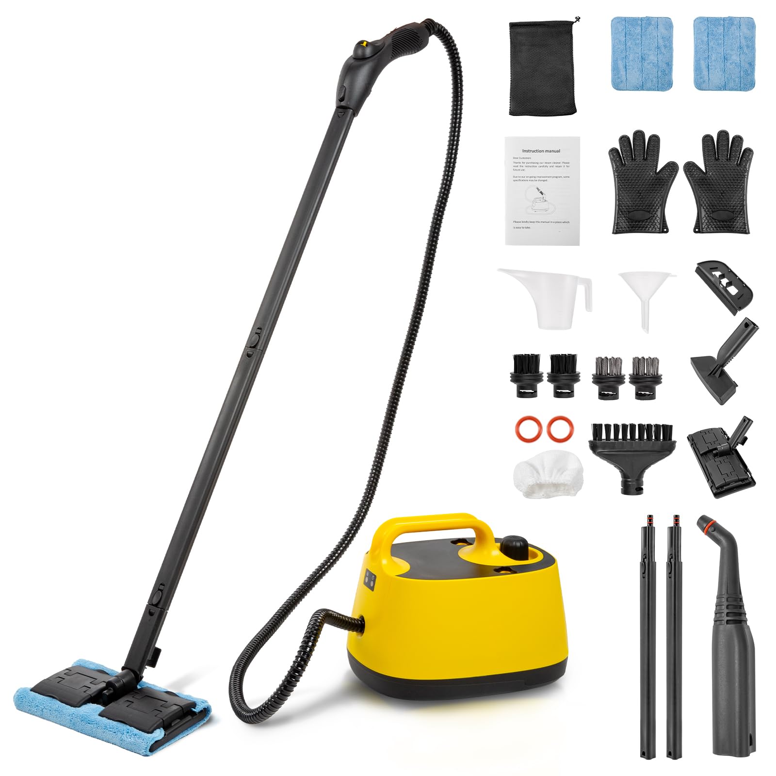 BEAMNOVA Electric Steam Cleaner 1500W High Pressure Multipurpose Steamer for Carpet, Upholstery, Floor & Car Detailing - 1.5L Water Tank with Roller - Perfect for Home Deep Cleaning & Sanitizing