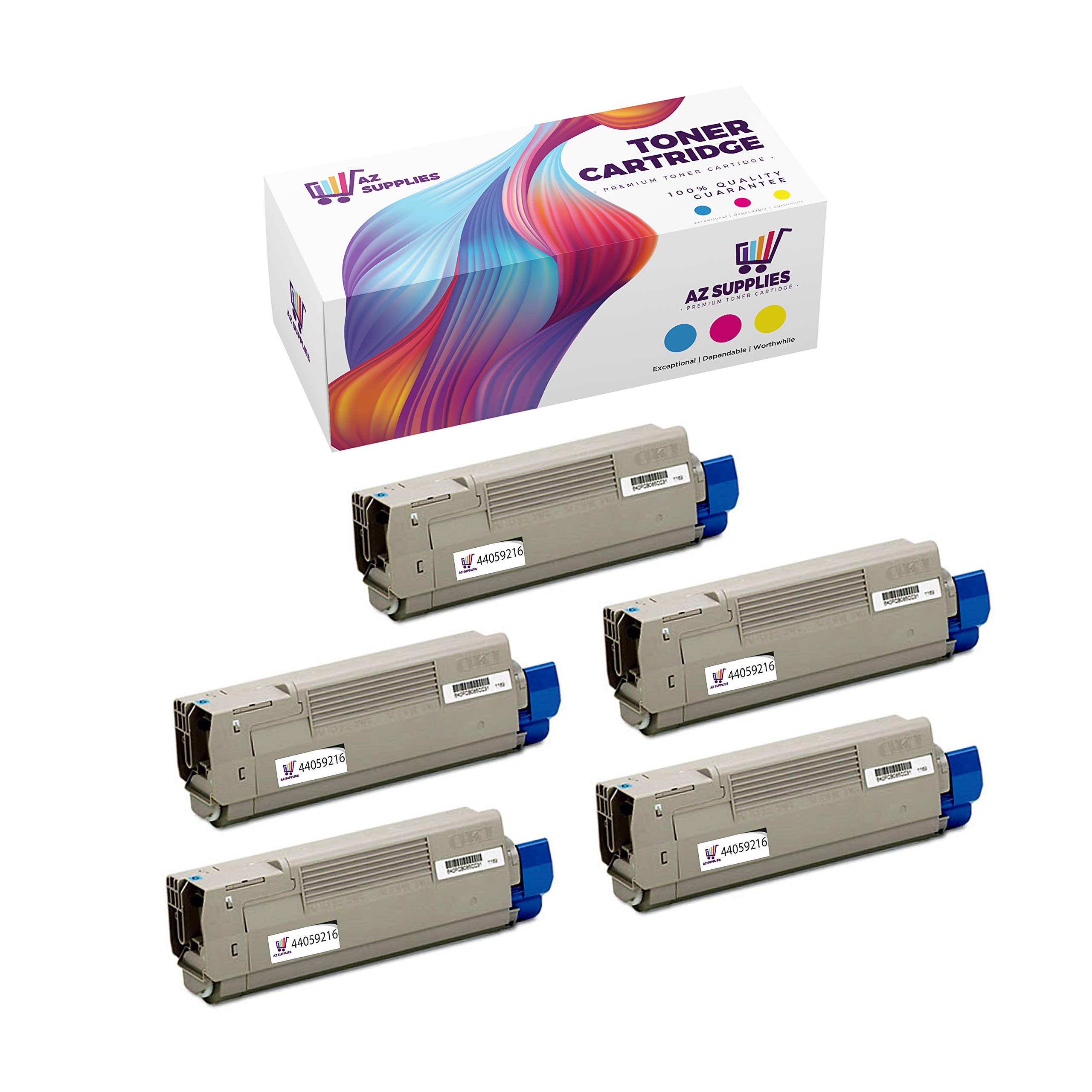 AZ Supplies Compatible Toner Cartridge Replacement for Okidata Oki 44059216 MC860 Black - 5 Pack | High-Quality Printer Ink for Home & Office Use