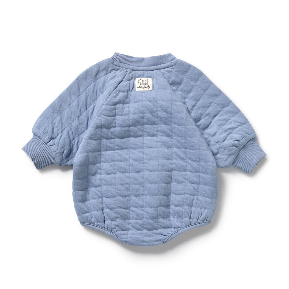 Sky Blue Organic Quilted Bodysuit for Women - Soft Comfortable Stretchy Maternity & Nursing Wear - Perfect for Pregnancy, Breastfeeding & Everyday Casual Outfits
