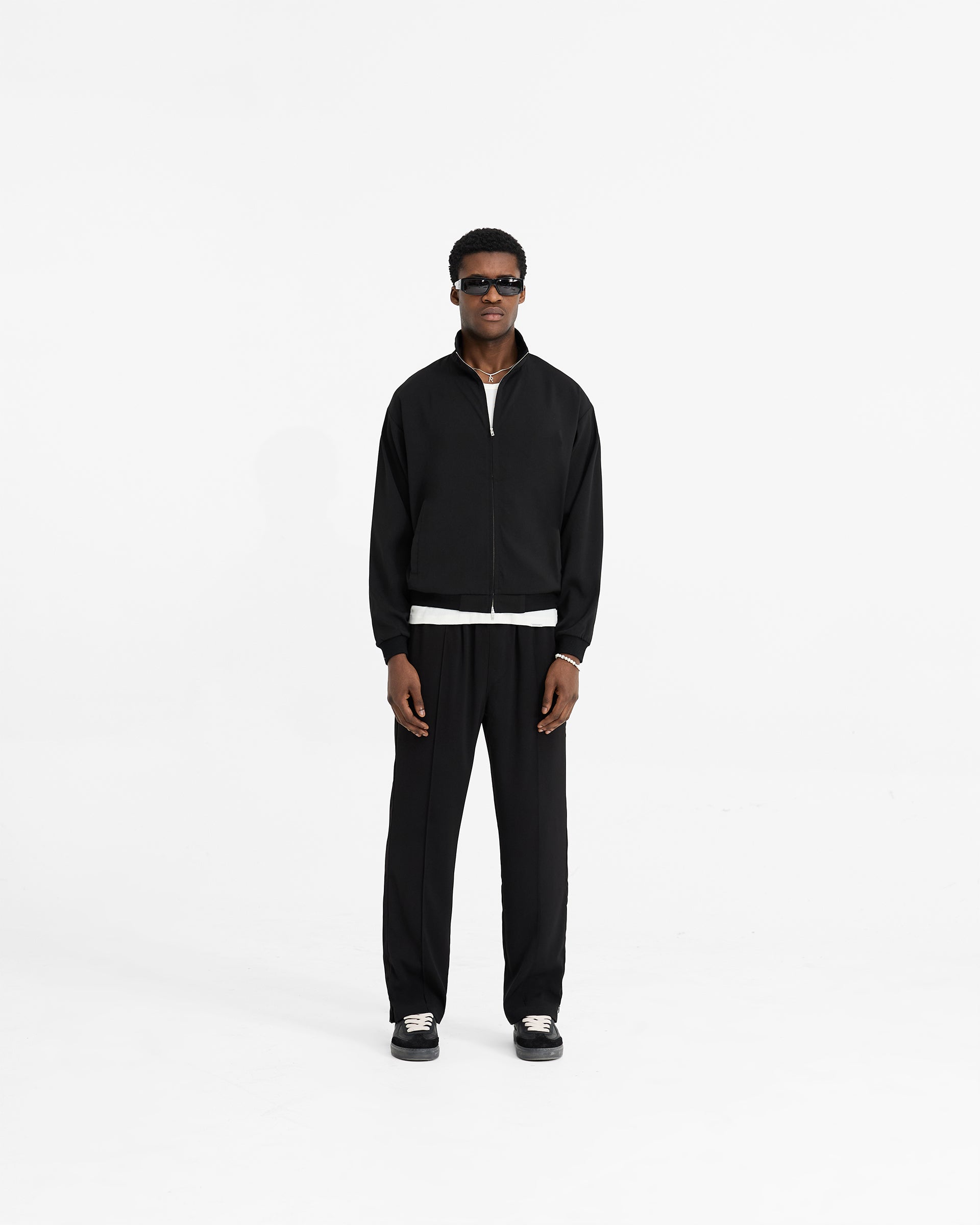 Initial Track Jacket - Black | Stylish Men's & Women's Lightweight Running Jacket for Outdoor Sports & Casual Wear