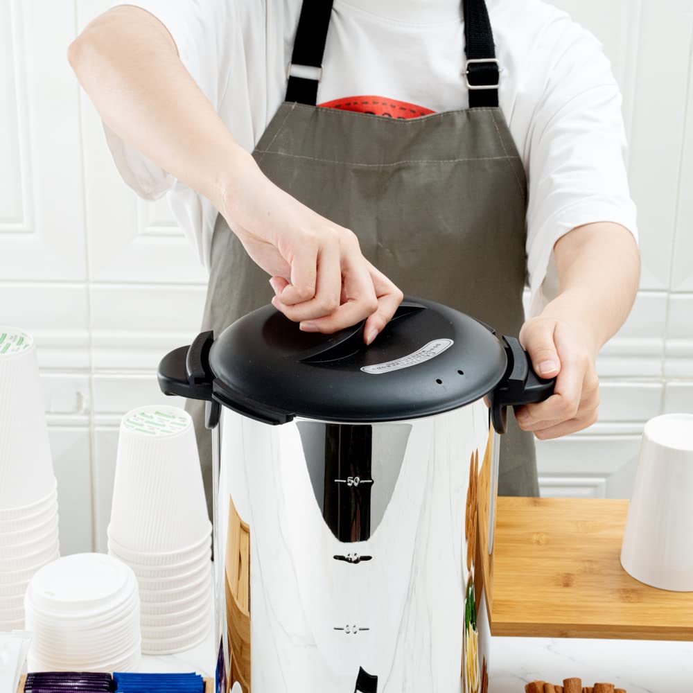 Restaurantware Restpresso 230oz (6.8L) Commercial Coffee Dispenser - Large Stainless Steel Coffee Urn with No-Drip Spigot & Sight Gauge - 120V/1000W (Serves 46 Cups) - Perfect for Restaurants, Cafes, Catering & Office Break Rooms